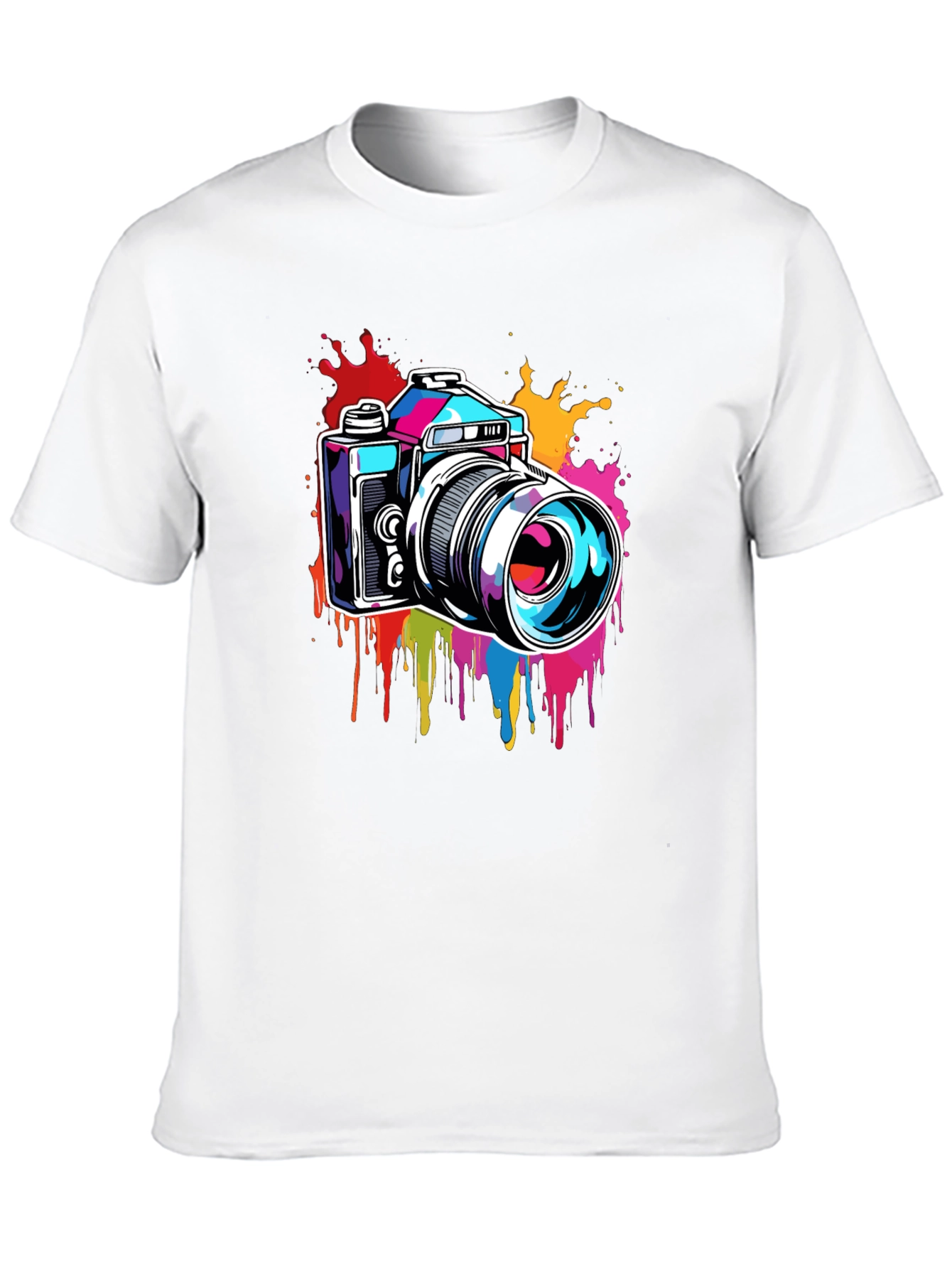 Retro Camera Splatter Graphic Tee - Black