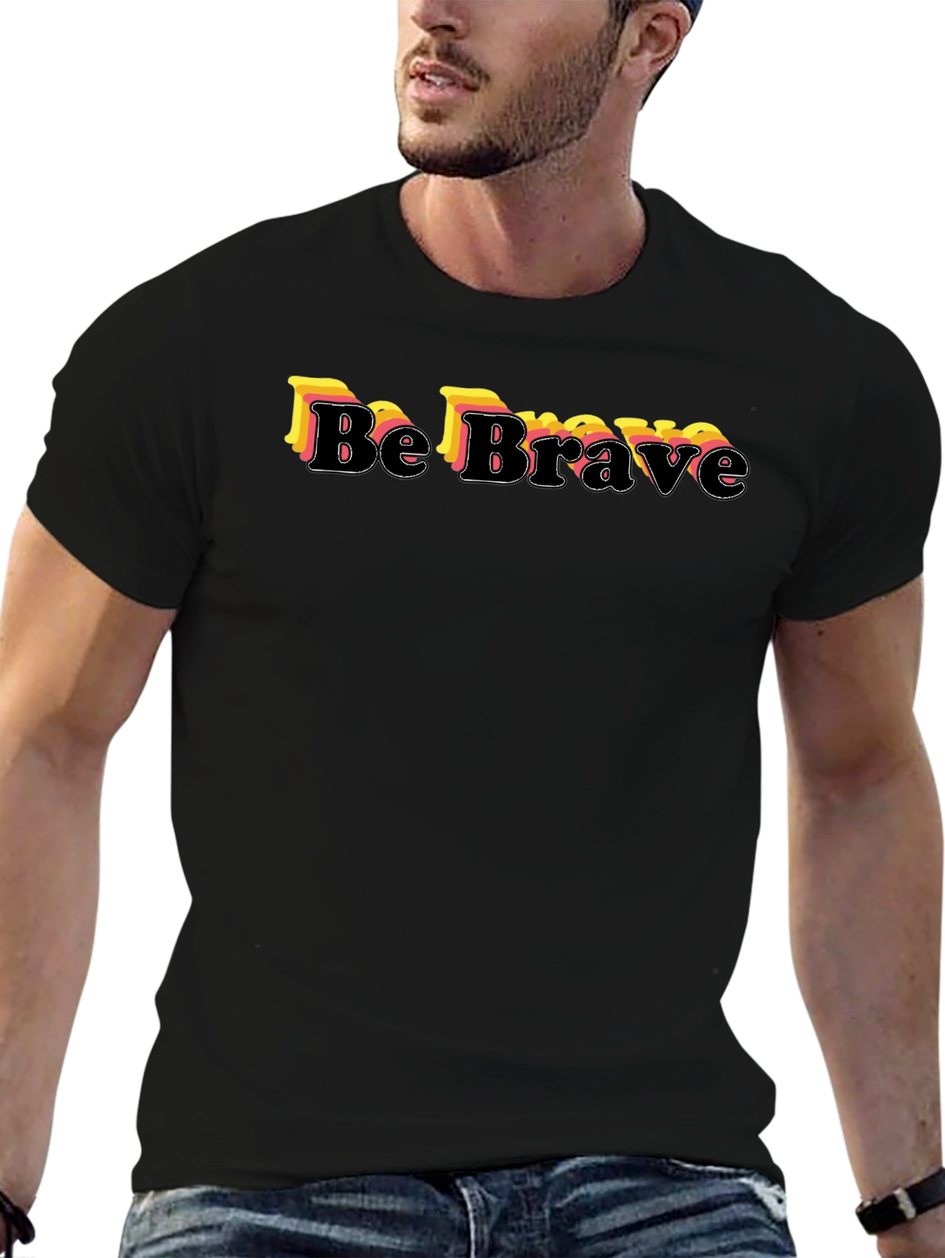 Be Brave Graphic Print Black T-Shirt