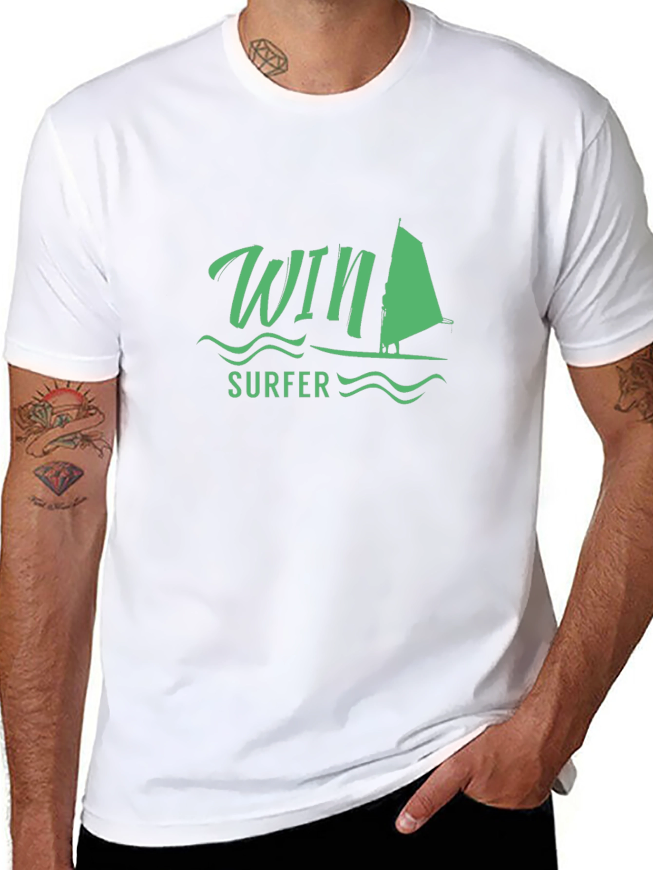Win Surfer T-Shirt - Black Casual Tee