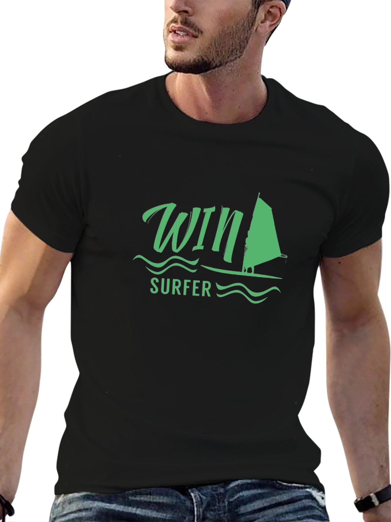 Win Surfer T-Shirt - Black Casual Tee