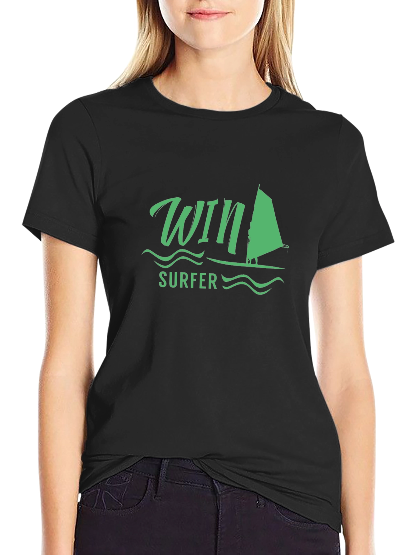 Win Surfer T-Shirt - Black Casual Tee