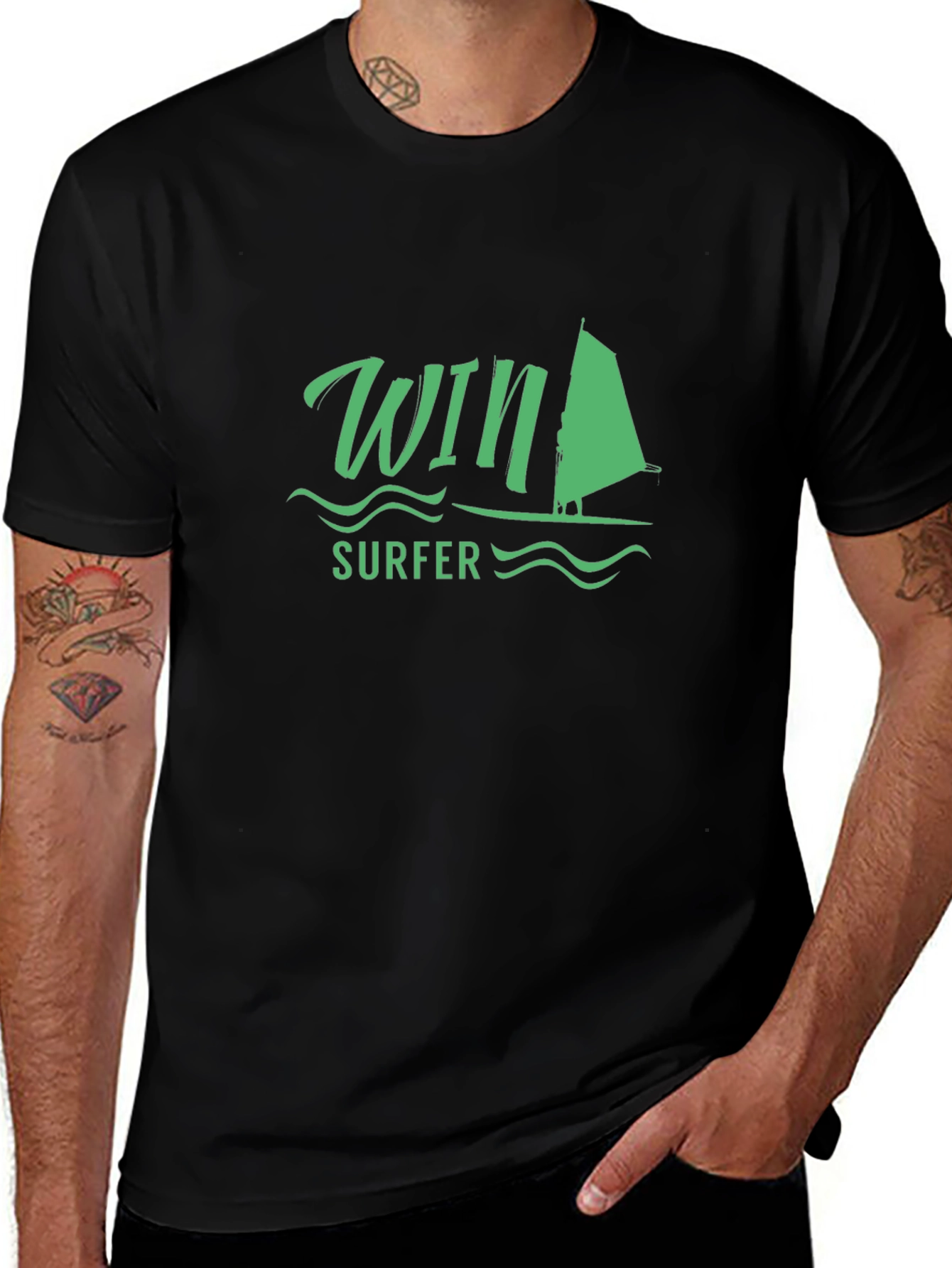 Win Surfer T-Shirt - Black Casual Tee