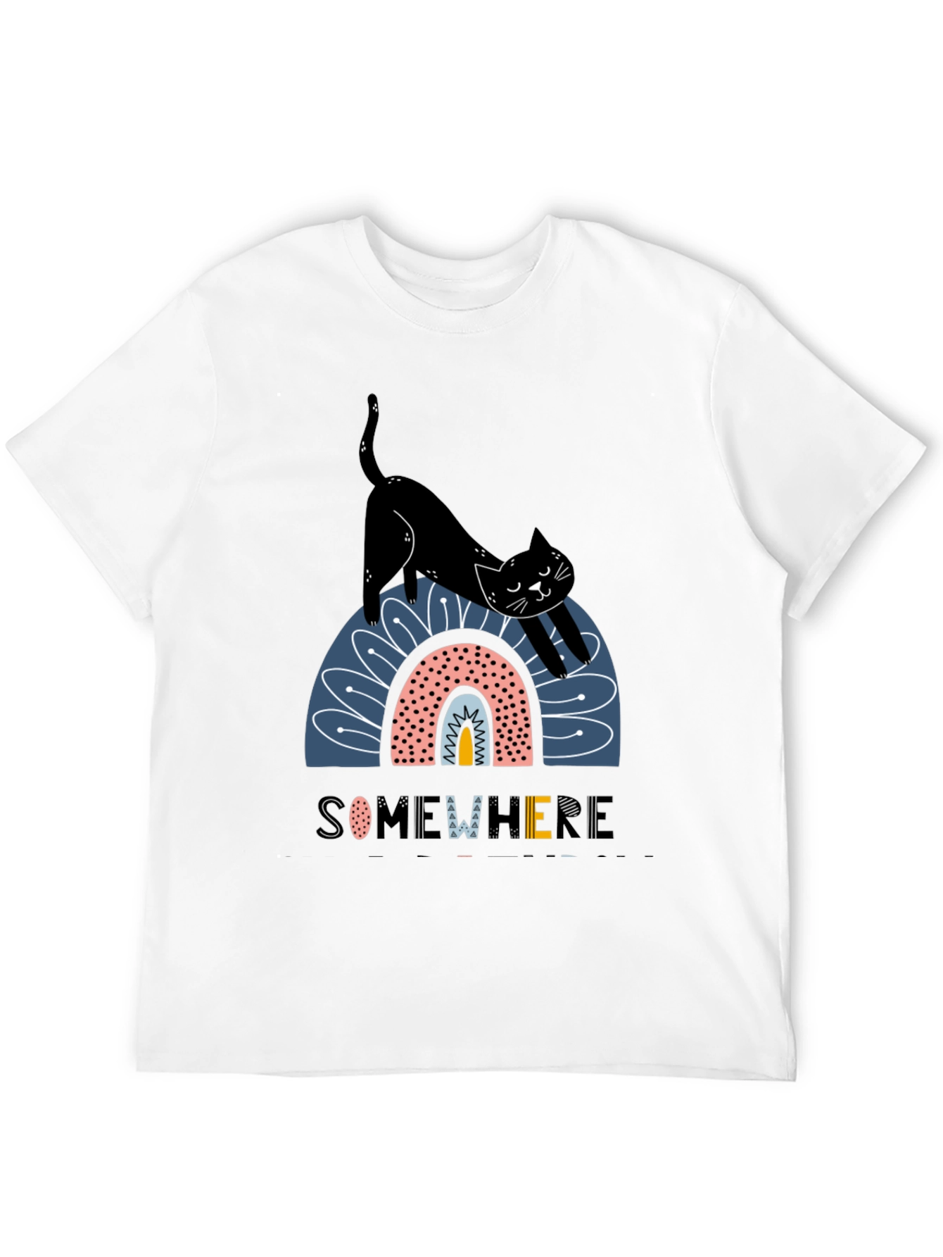 Black Cat Rainbow Graphic T-Shirt