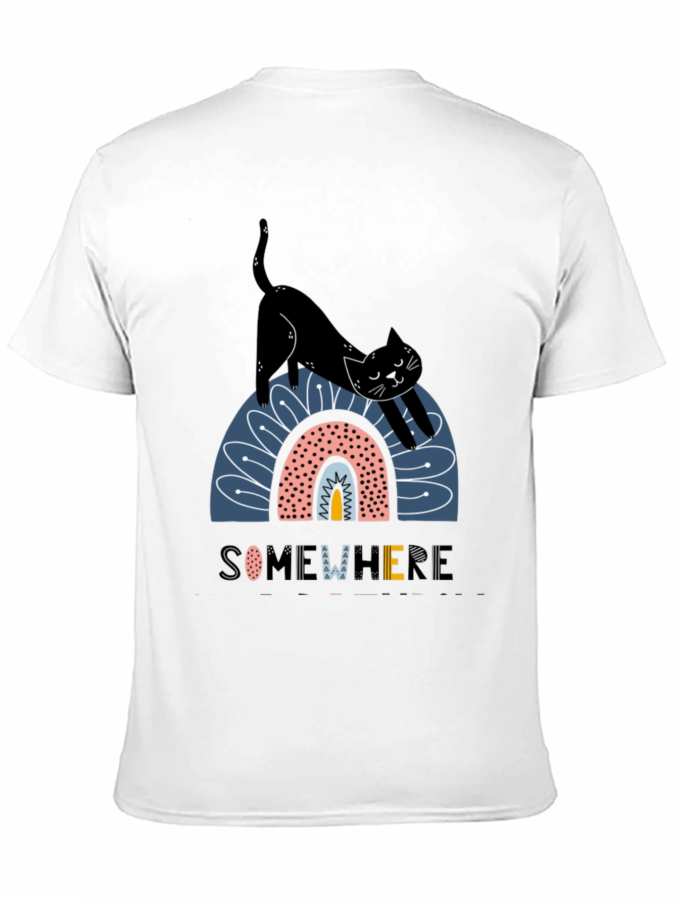 Black Cat Rainbow Graphic T-Shirt