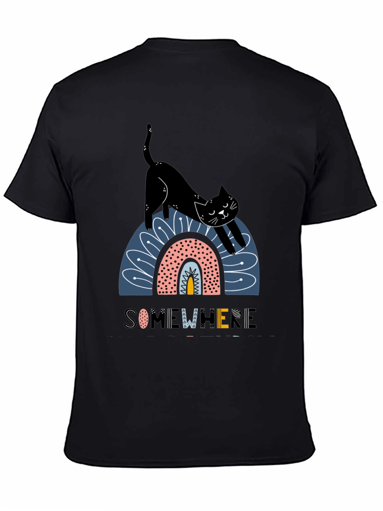 Black Cat Rainbow Graphic T-Shirt