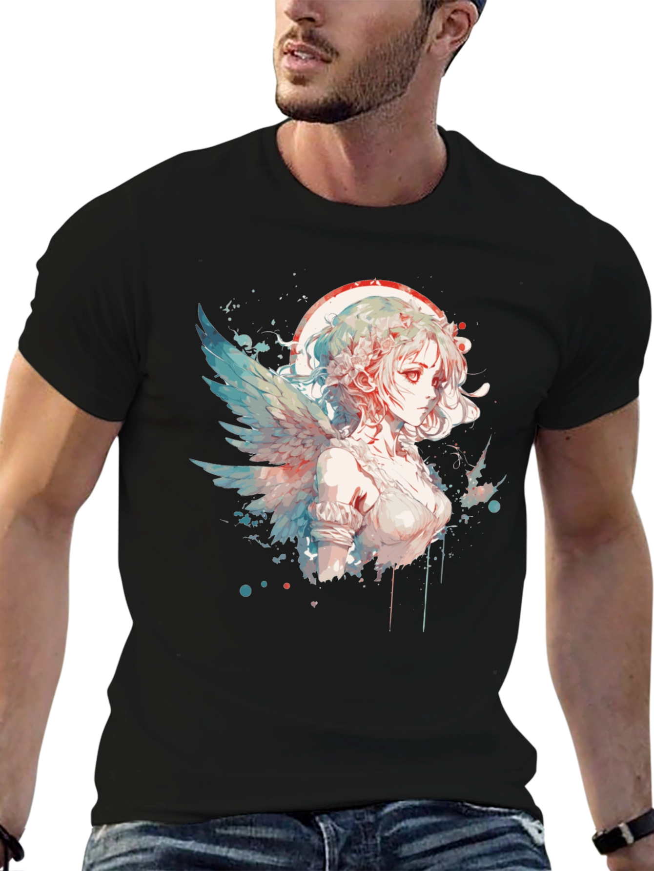 Anime Angel Graphic Tee - Unique Design