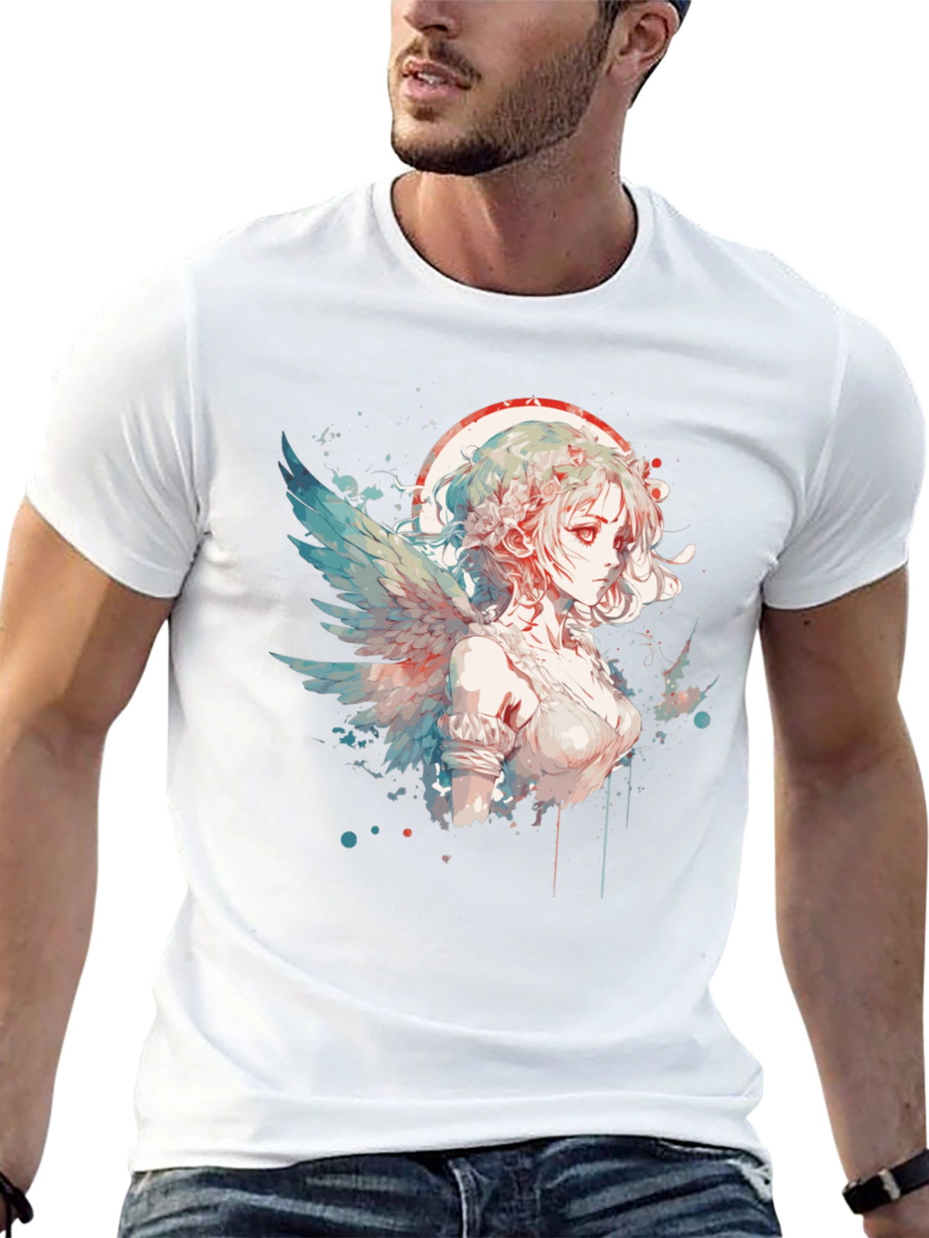 Anime Angel Graphic Tee - Unique Design
