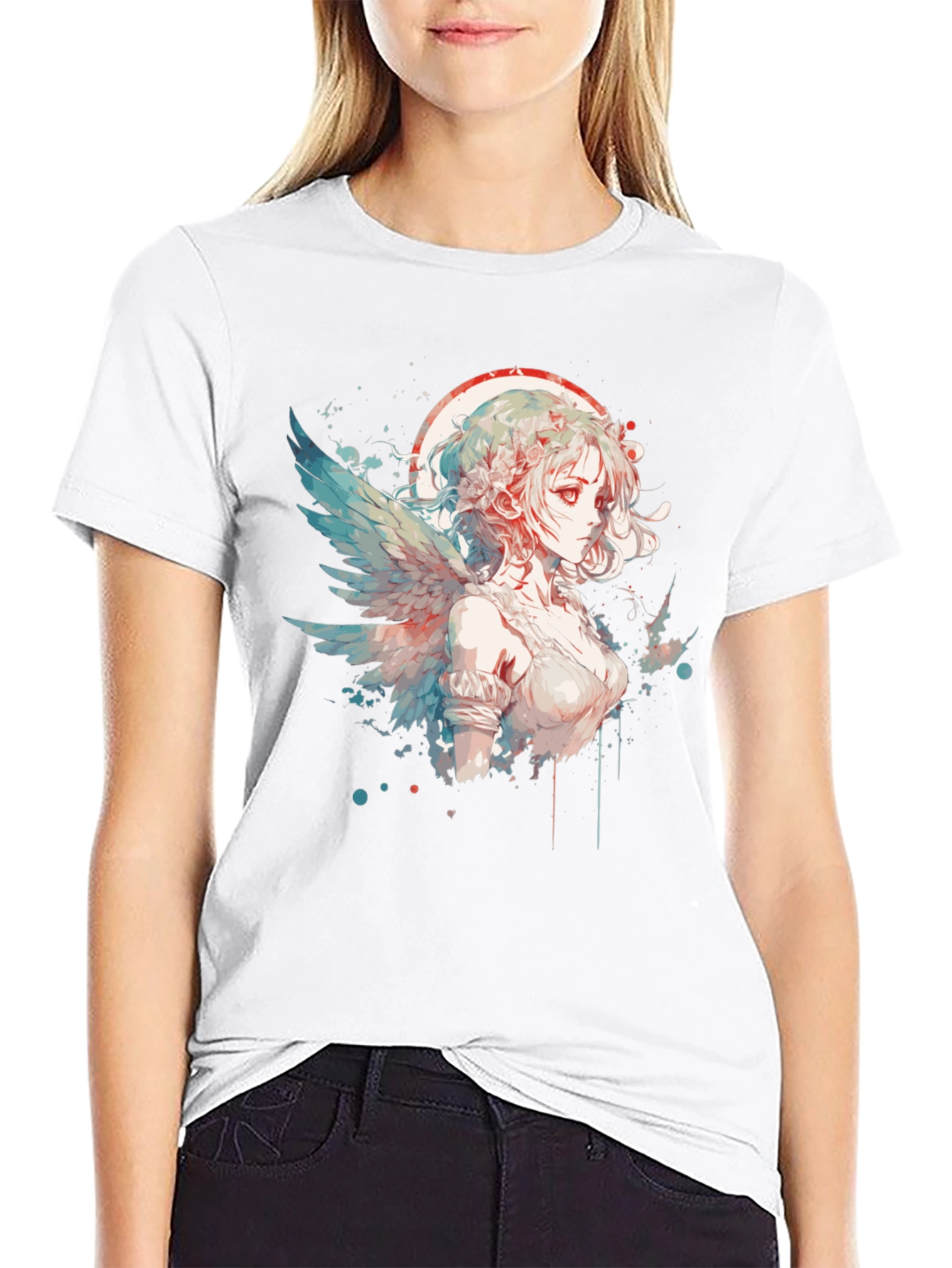 Anime Angel Graphic Tee - Unique Design