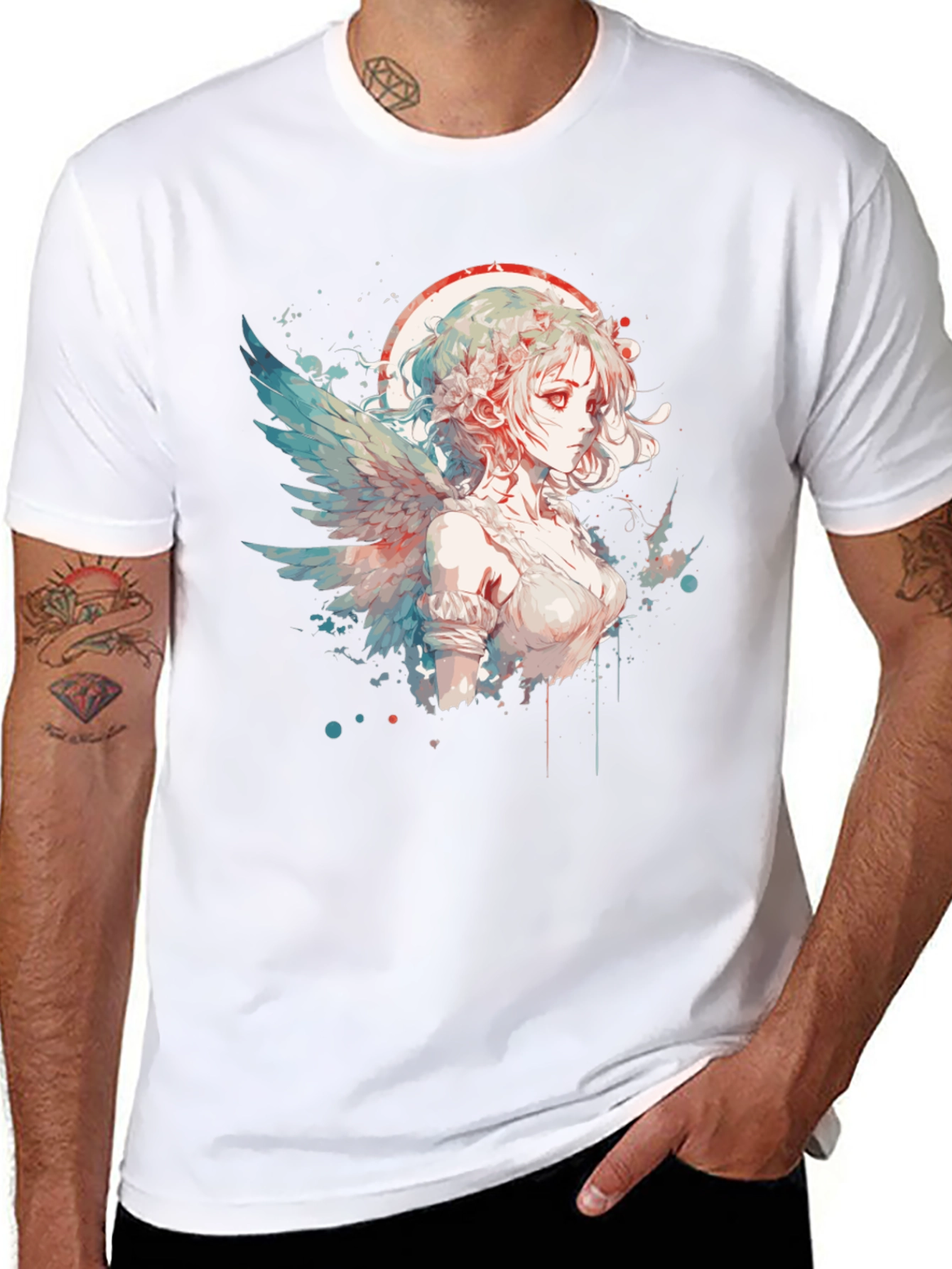 Anime Angel Graphic Tee - Unique Design