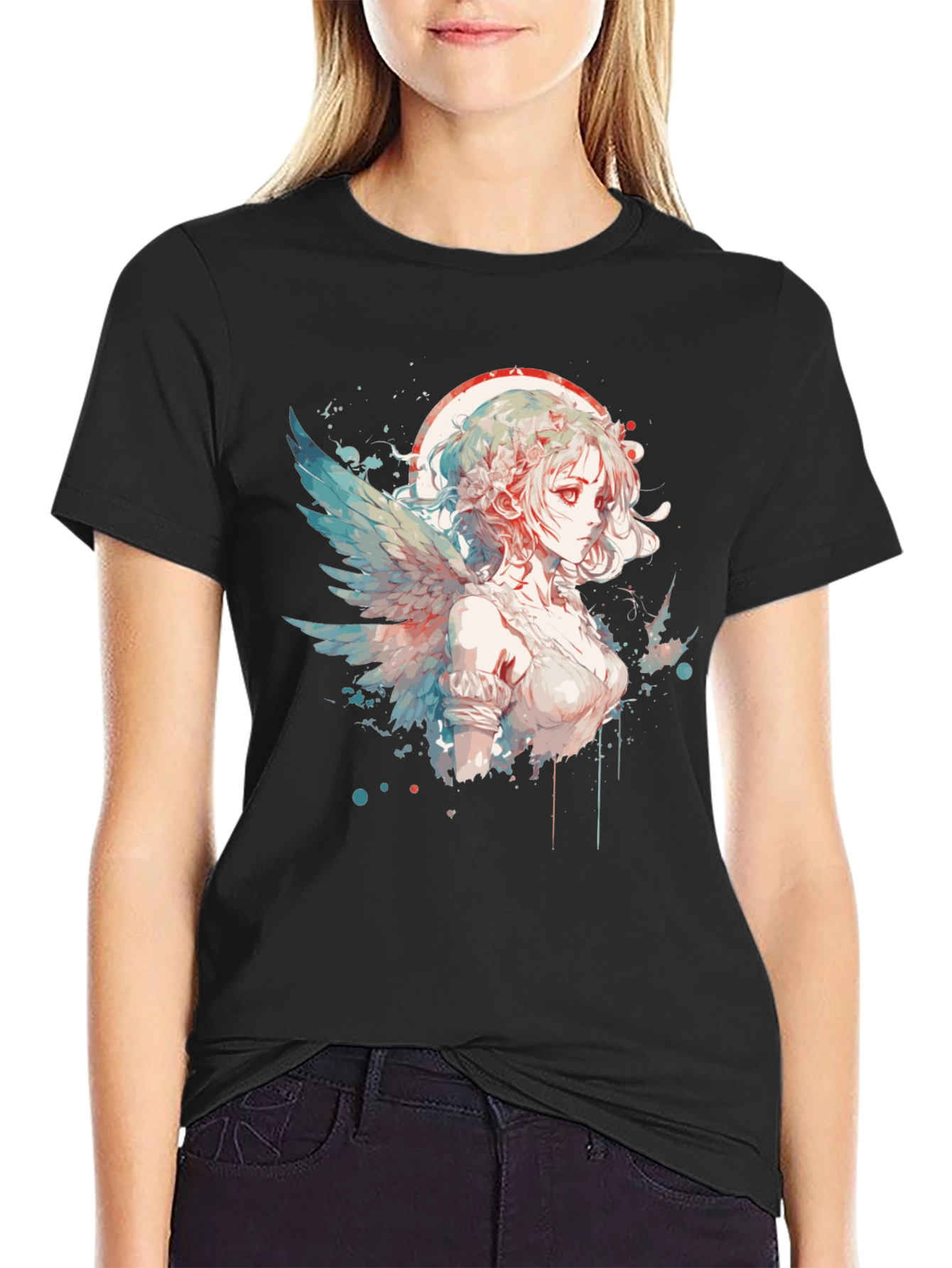 Anime Angel Graphic Tee - Unique Design