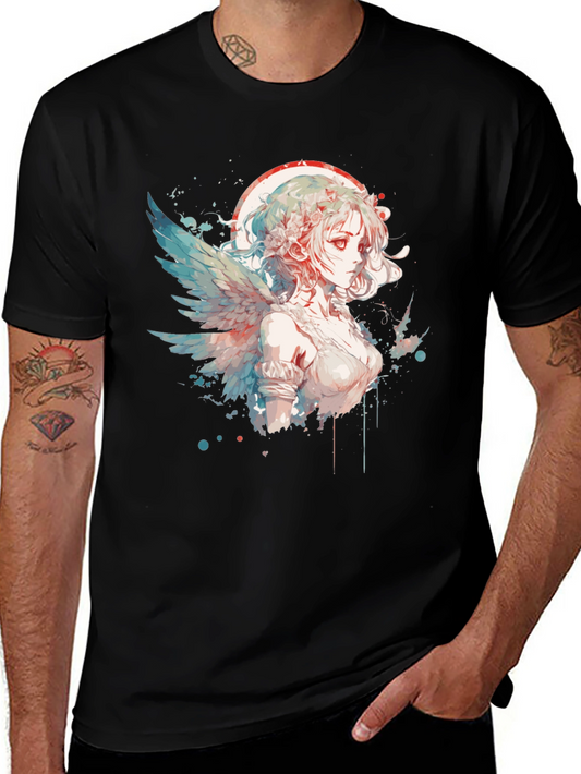 Anime Angel Graphic Tee - Unique Design