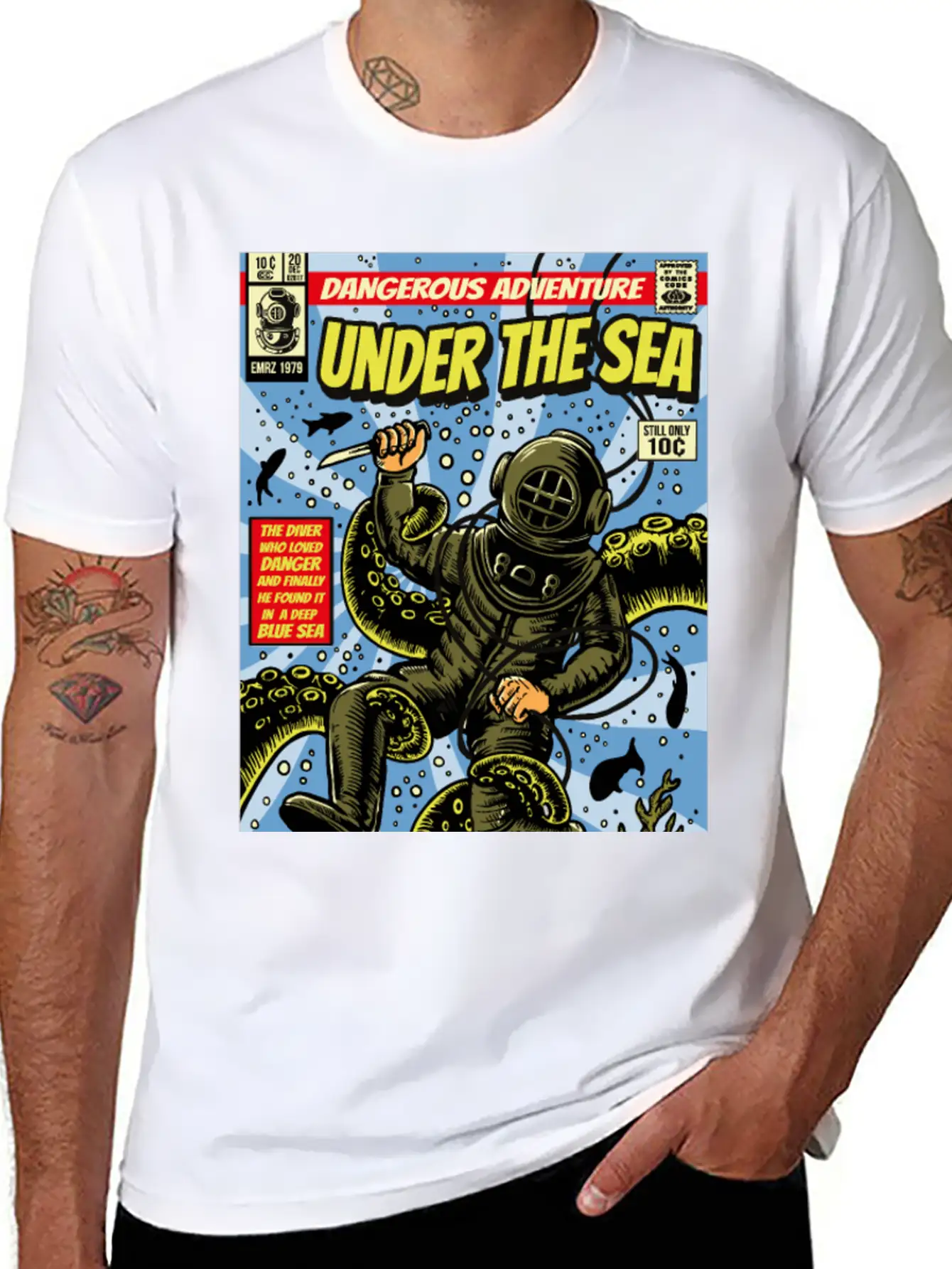 Underwater Adventurer Lightweight Cotton T-Shirt – Daily Comfort Graphic Shirt