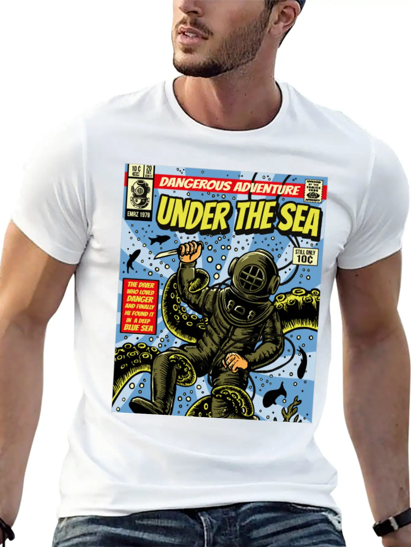 Underwater Adventurer Lightweight Cotton T-Shirt – Daily Comfort Graphic Shirt