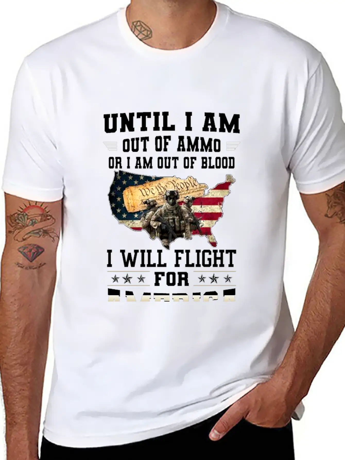 Until I'm Out Of Ammo Or I'm Out Of Blood T-Shirt Lightweight Cotton T-Shirt – Daily Comfort Graphic Shirt