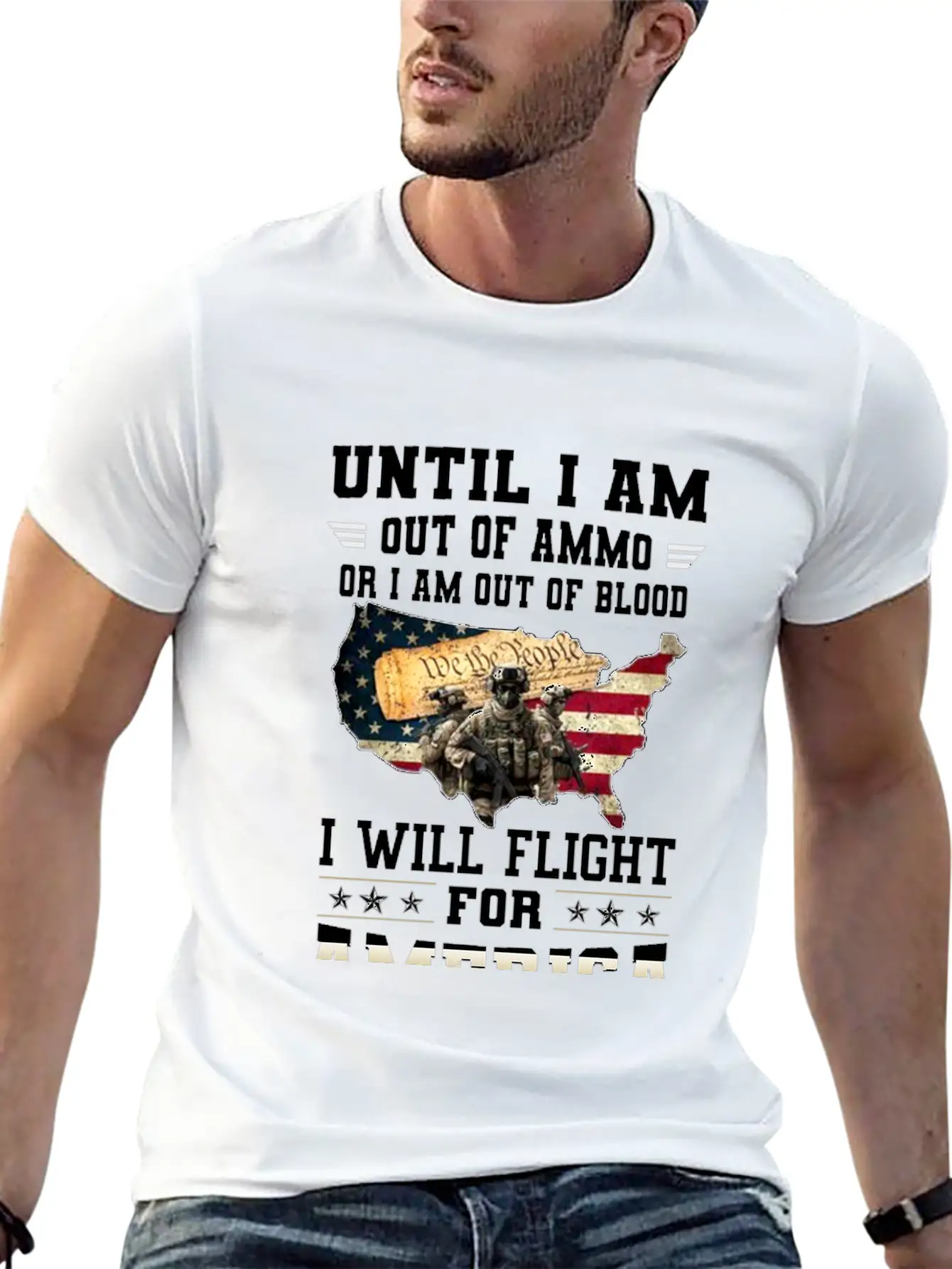 Until I'm Out Of Ammo Or I'm Out Of Blood T-Shirt Lightweight Cotton T-Shirt – Daily Comfort Graphic Shirt