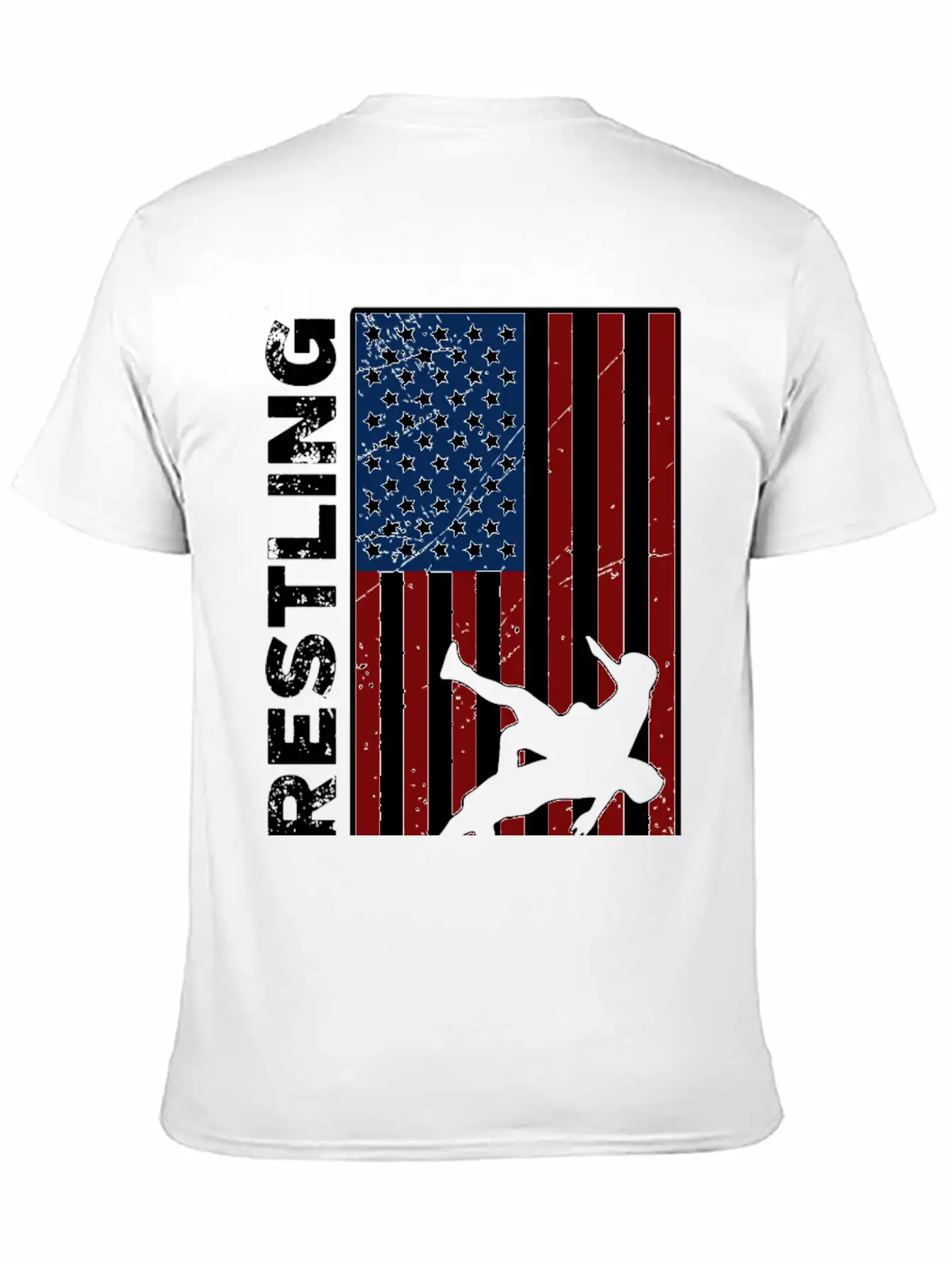 USA Flag Wrestling American Flag Wrestling Lightweight Cotton T-Shirt – Daily Comfort Graphic Shirt