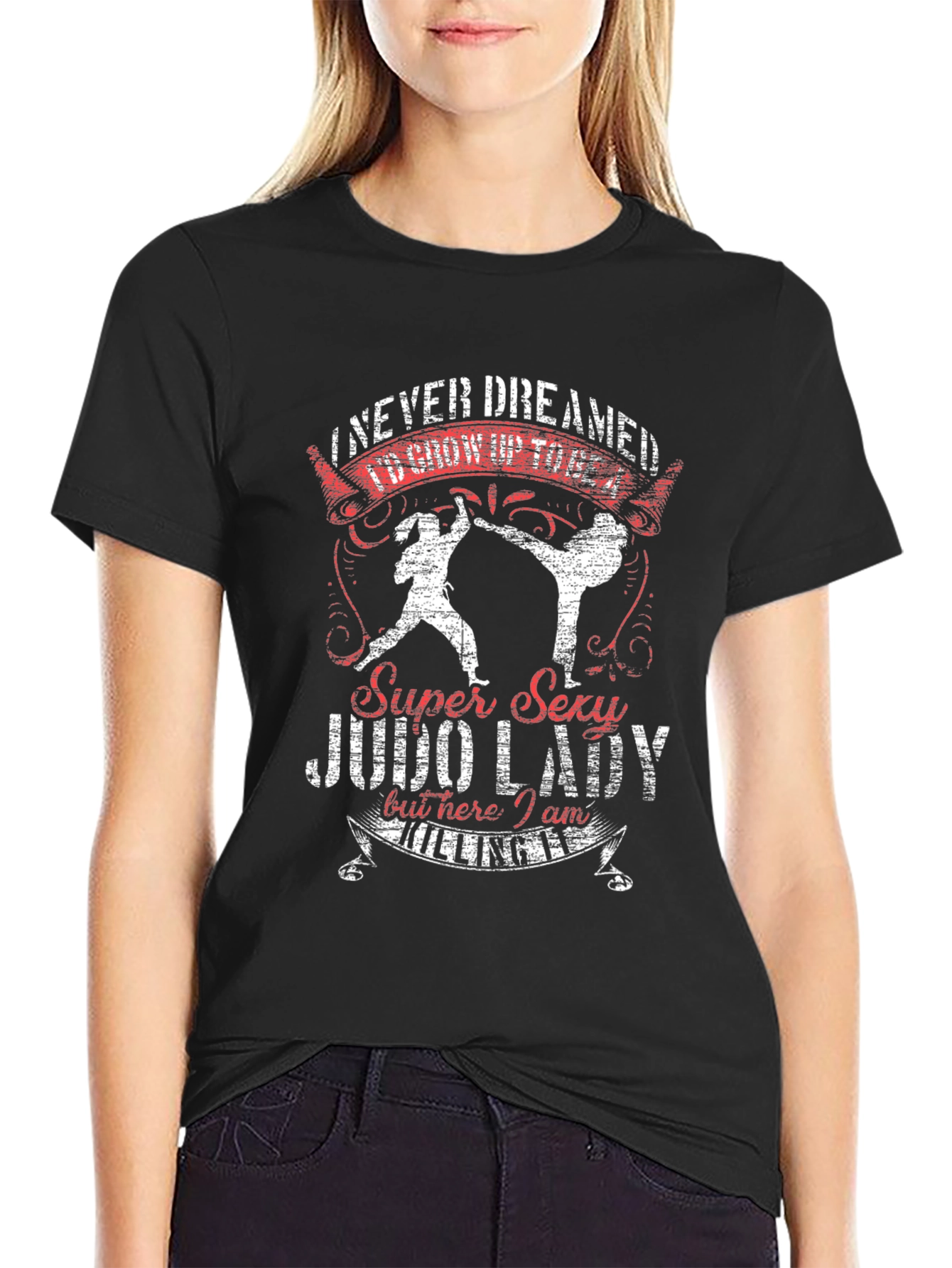 Super Sexy Judo Lady Black T-Shirt