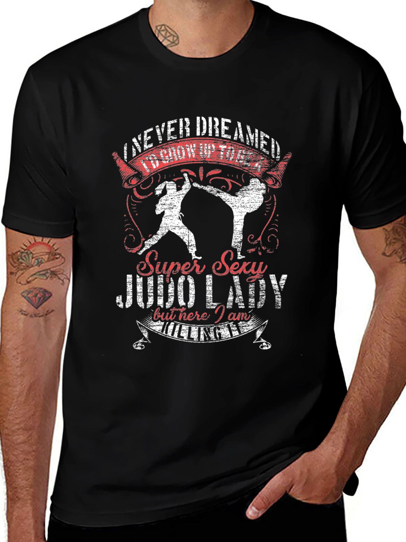 Super Sexy Judo Lady Black T-Shirt