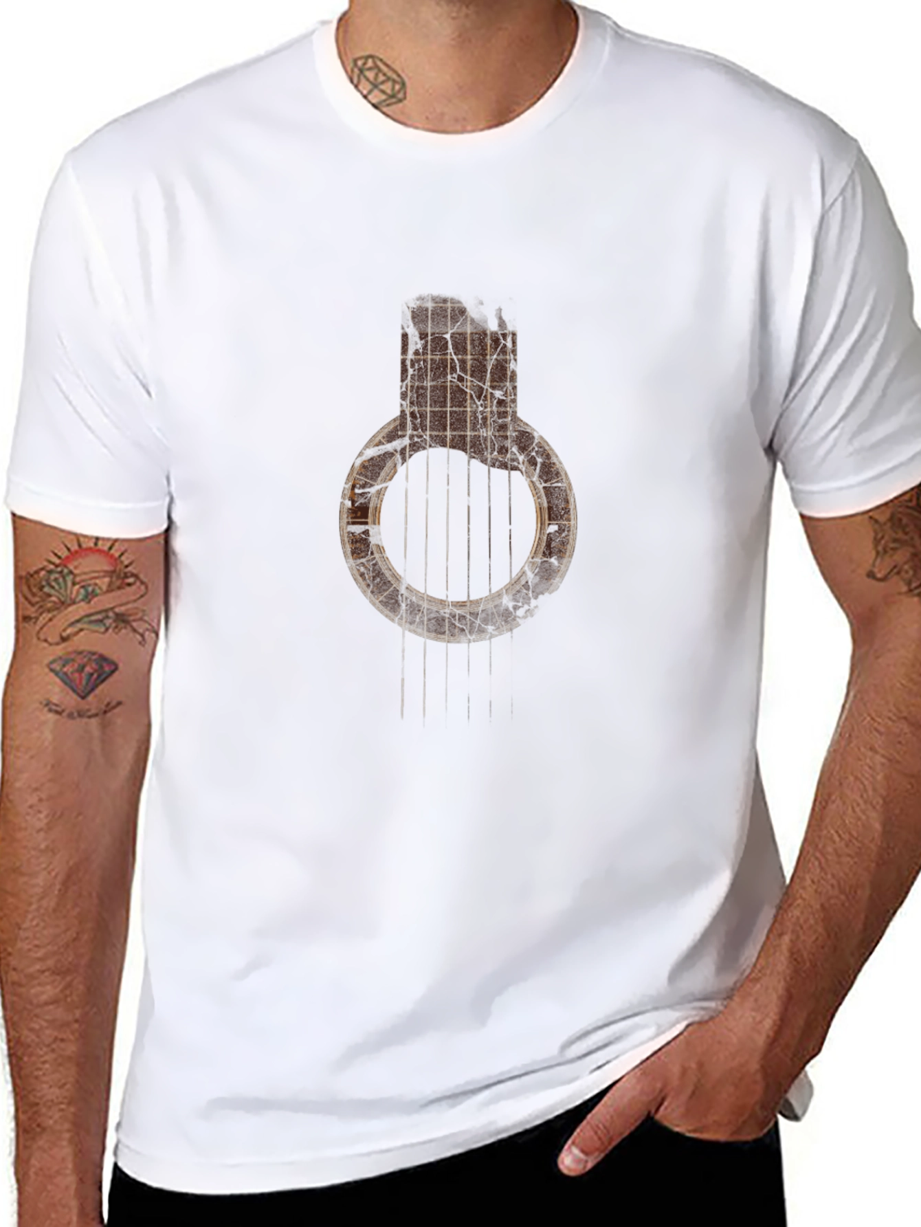 Rustic Guitar Grenade T-Shirt - Music Lover Tee