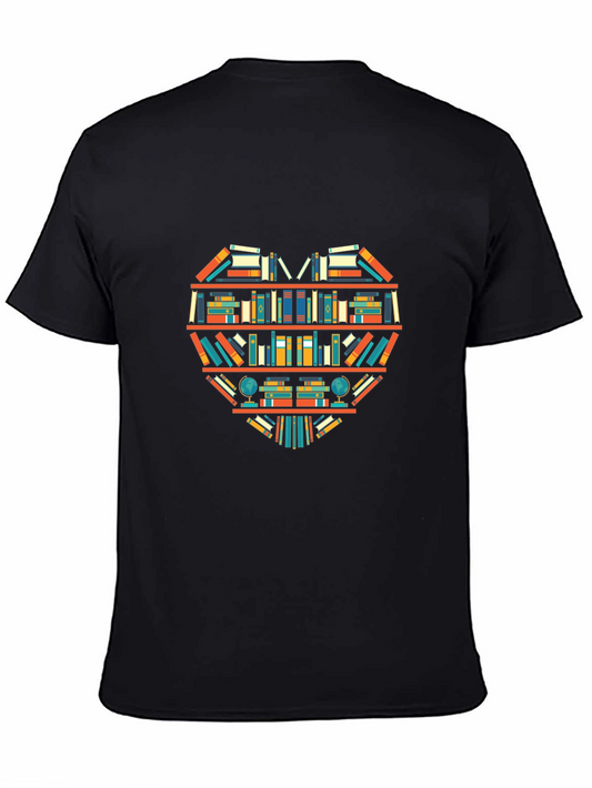 Book Lovers Heart Graphic Tee - Unique Black Shirt