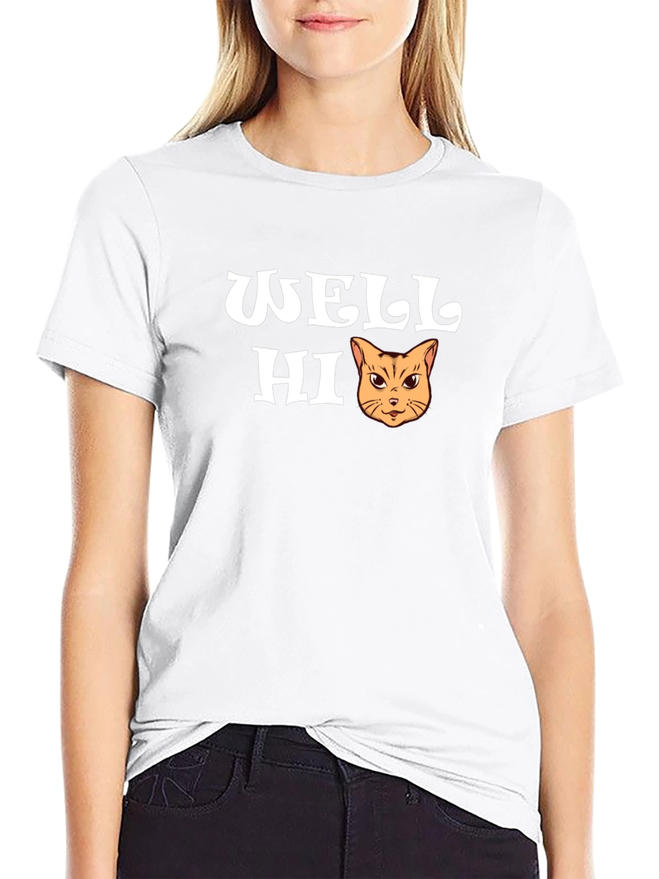 Well Hi Funny Cat Graphic T-Shirt