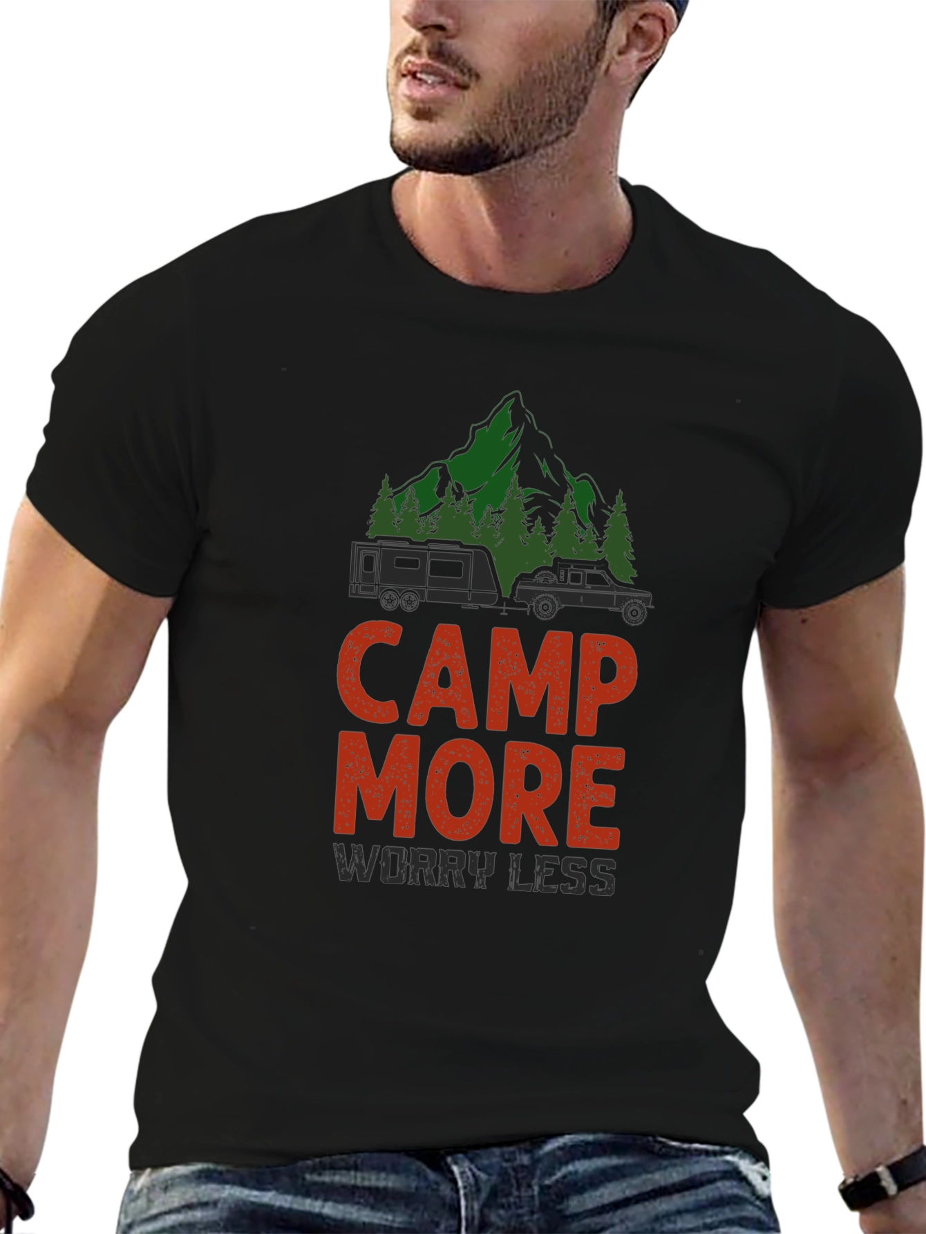 Camp More Worry Less Graphic T-Shirt
