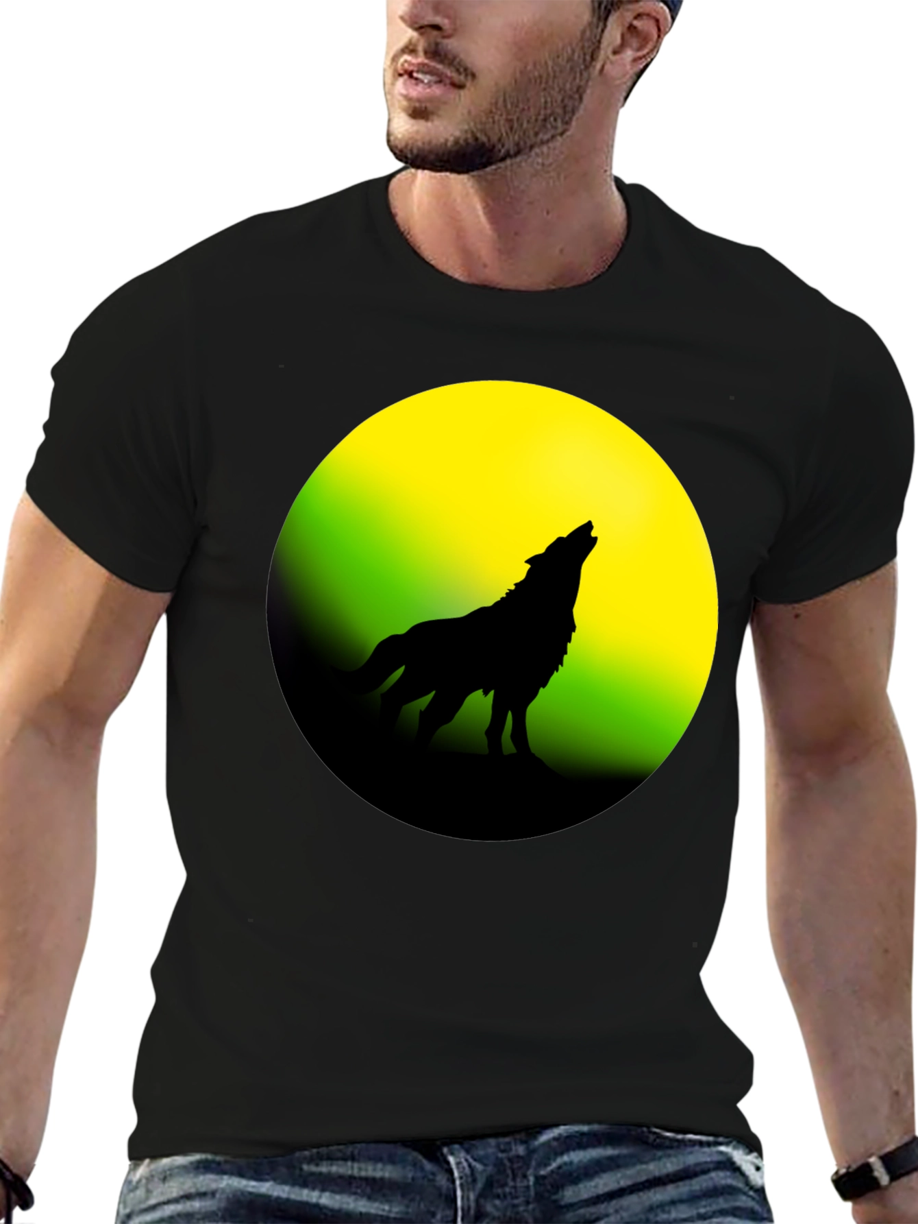 Wolf Howling at Moon Graphic Tee
