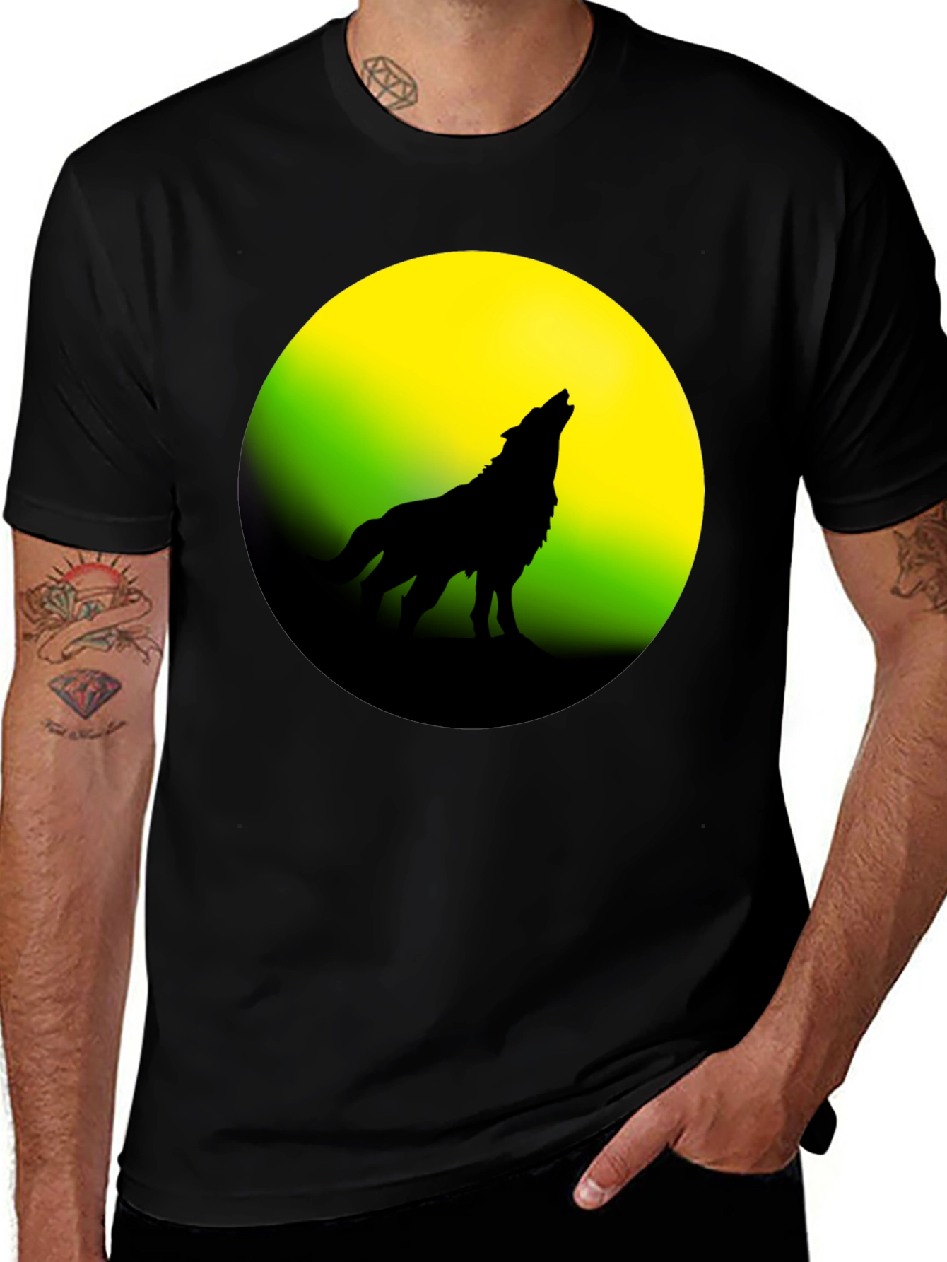 Wolf Howling at Moon Graphic Tee