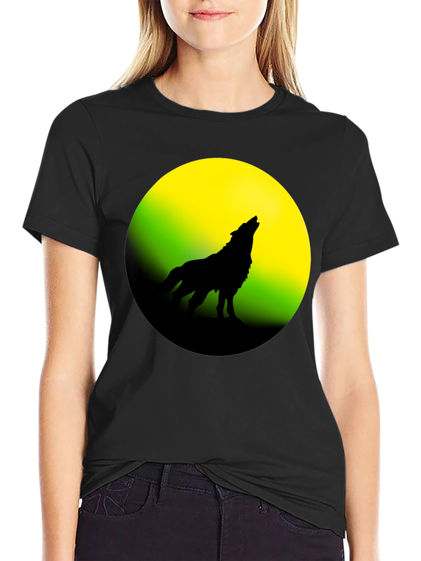 Wolf Howling at Moon Graphic Tee