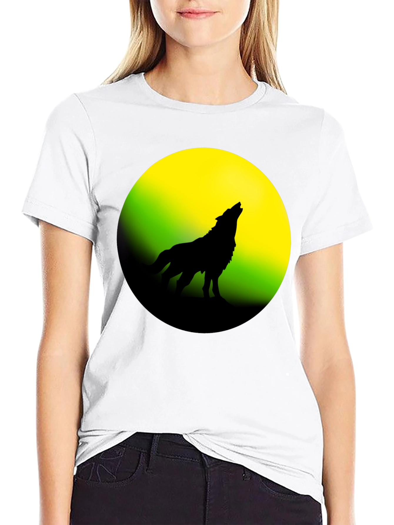 Wolf Howling at Moon Graphic Tee