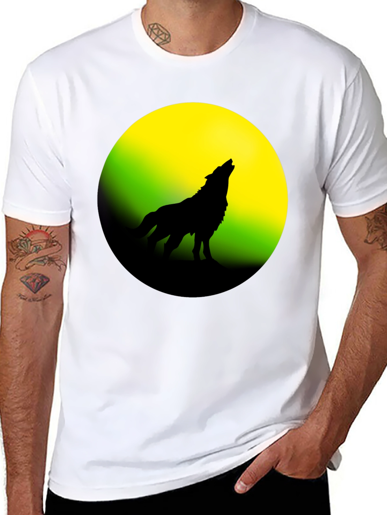 Wolf Howling at Moon Graphic Tee