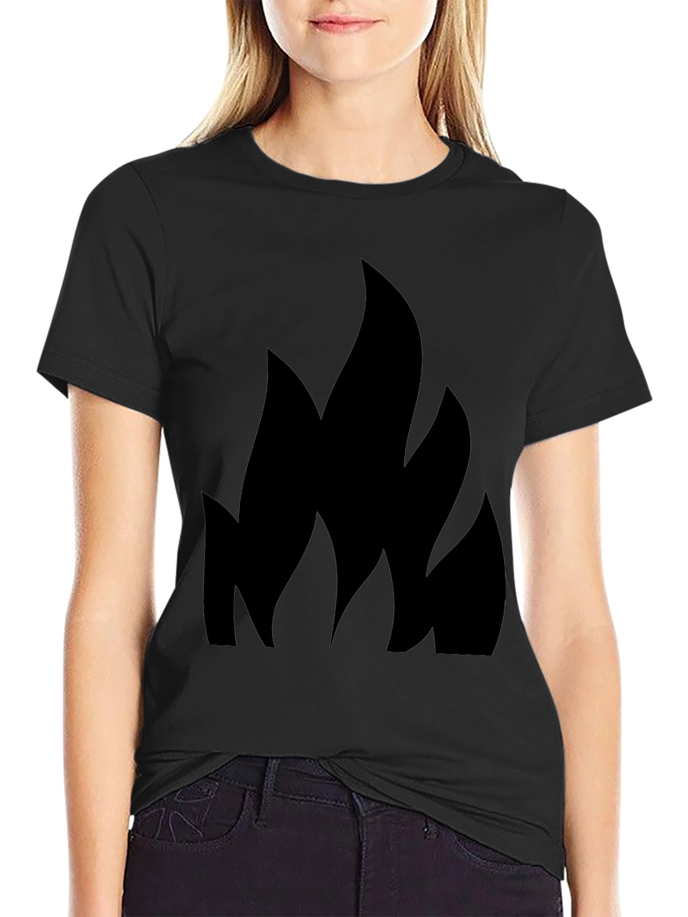 Black T-Shirt with Flame Design