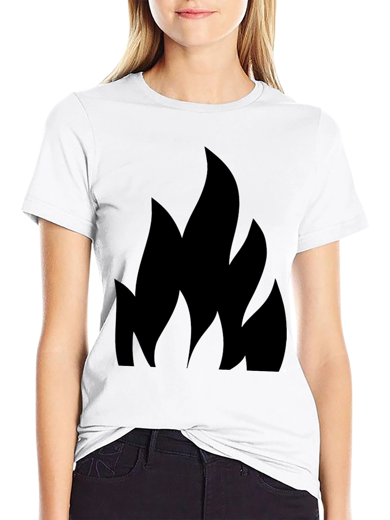 Black T-Shirt with Flame Design