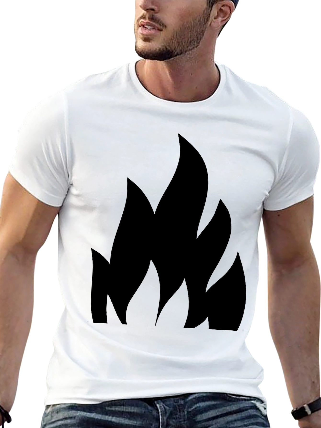 Black T-Shirt with Flame Design