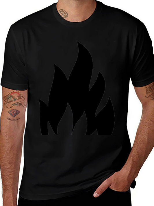 Black T-Shirt with Flame Design