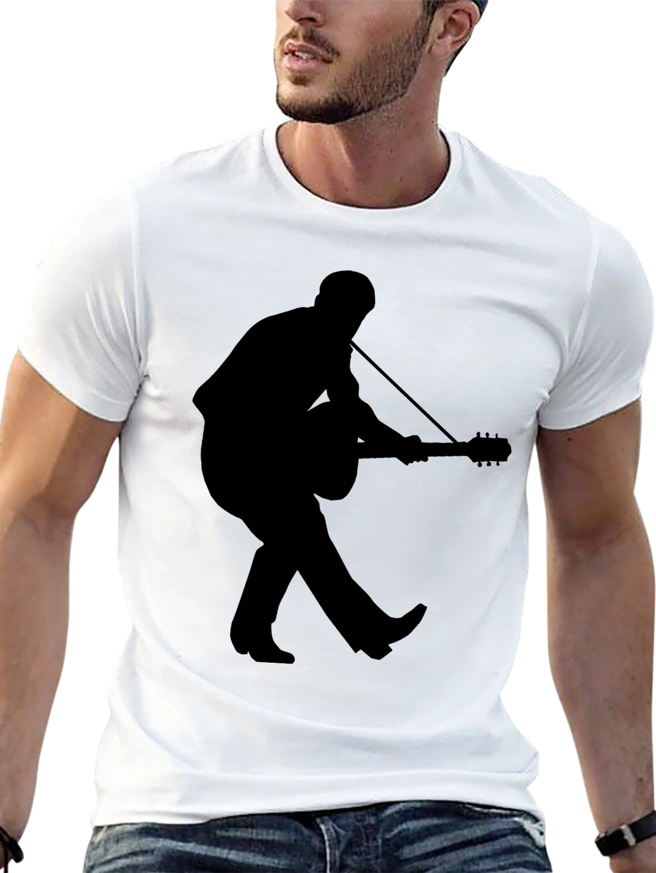 Silhouette Guitar Player Graphic Tee - Black