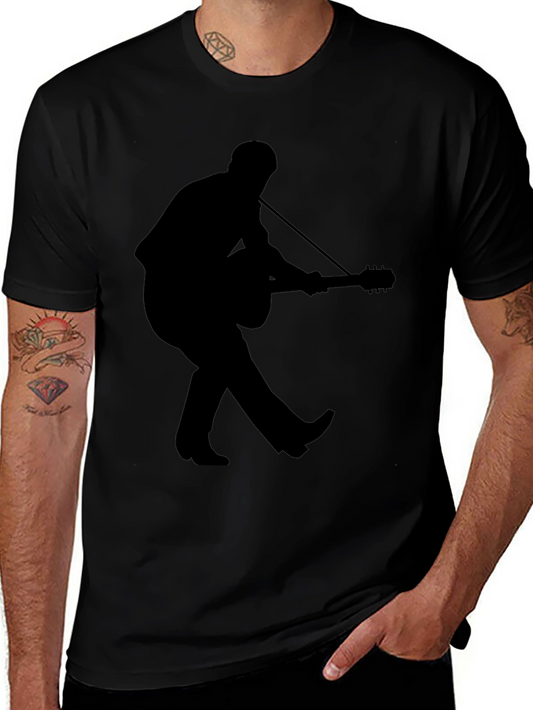 Silhouette Guitar Player Graphic Tee - Black
