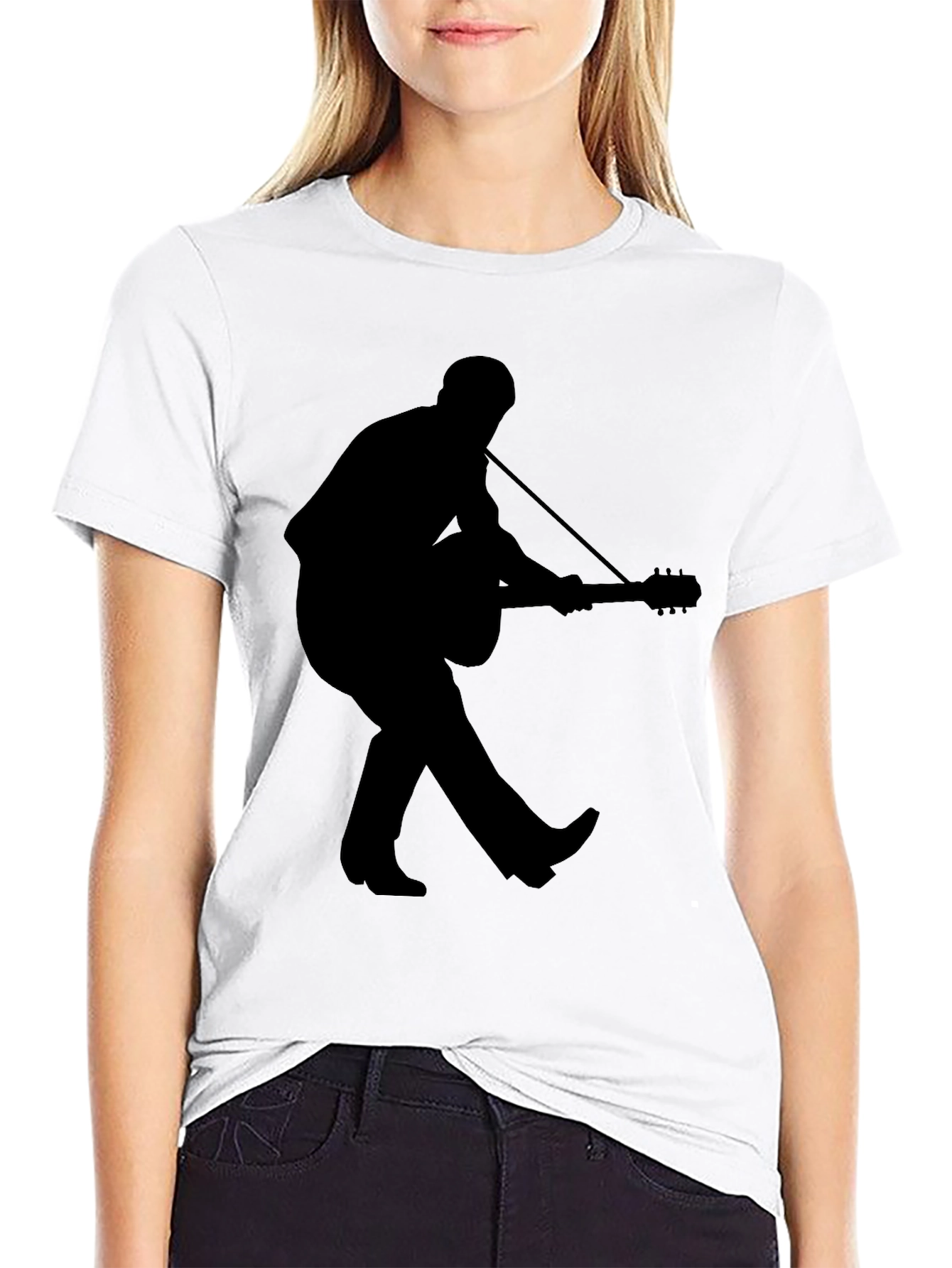 Silhouette Guitar Player Graphic Tee - Black