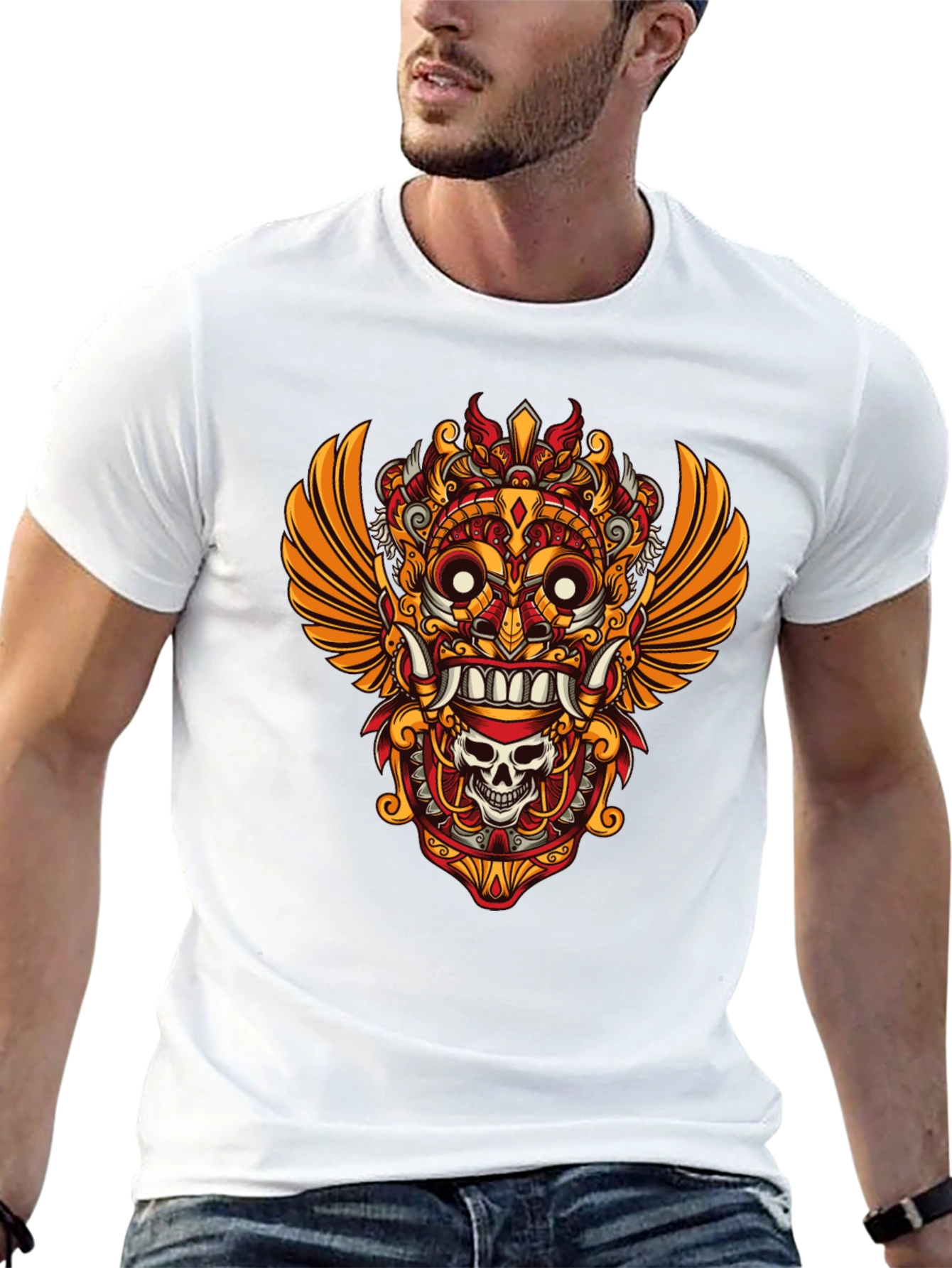 Unique Graphic Tee - Asian Mask Design