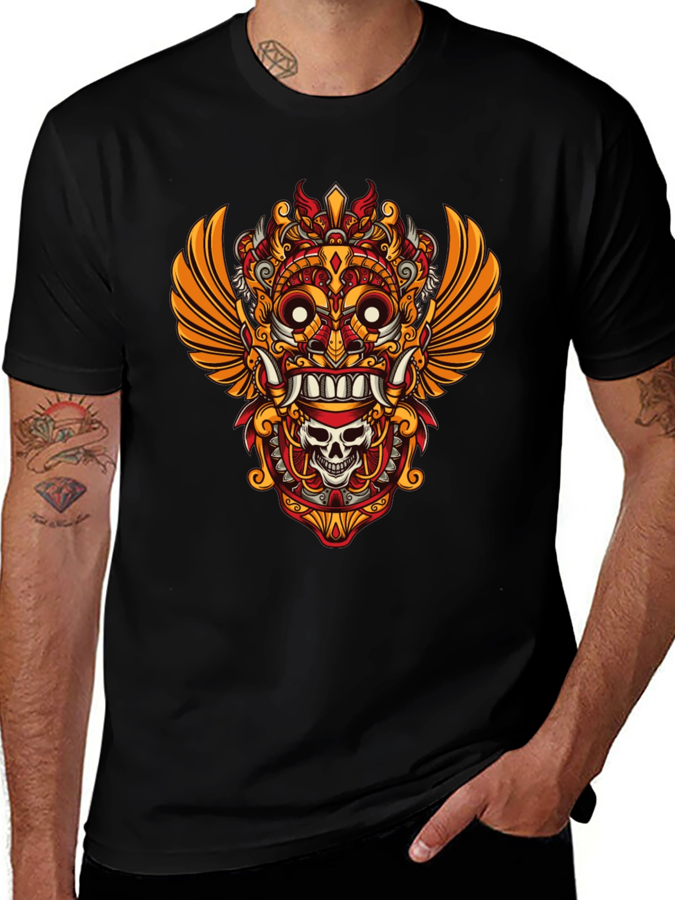 Unique Graphic Tee - Asian Mask Design