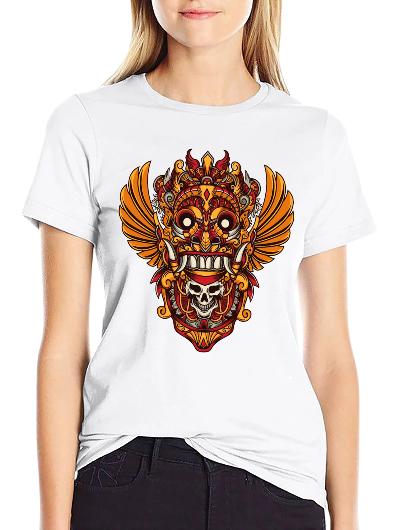 Unique Graphic Tee - Asian Mask Design