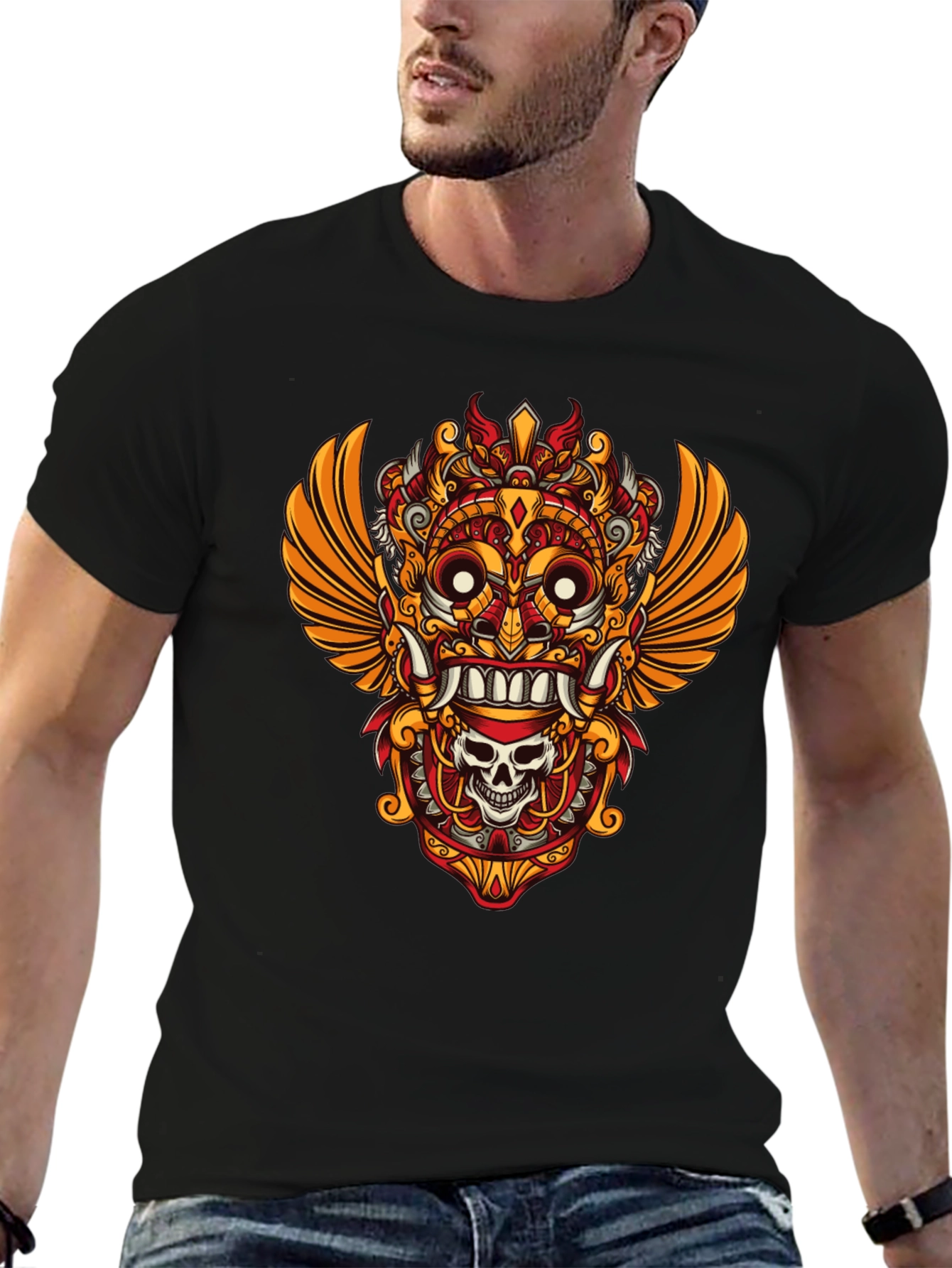 Unique Graphic Tee - Asian Mask Design