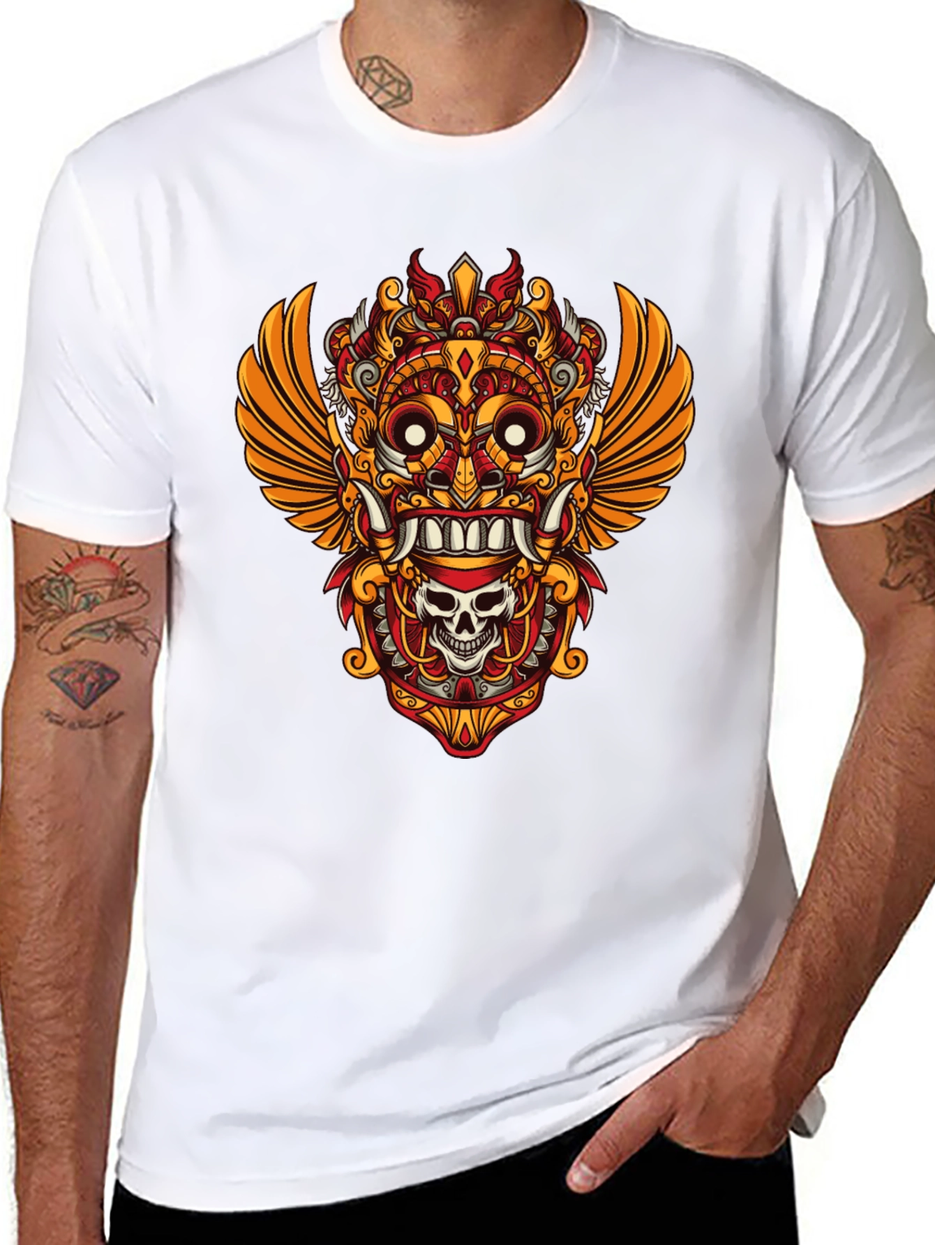 Unique Graphic Tee - Asian Mask Design
