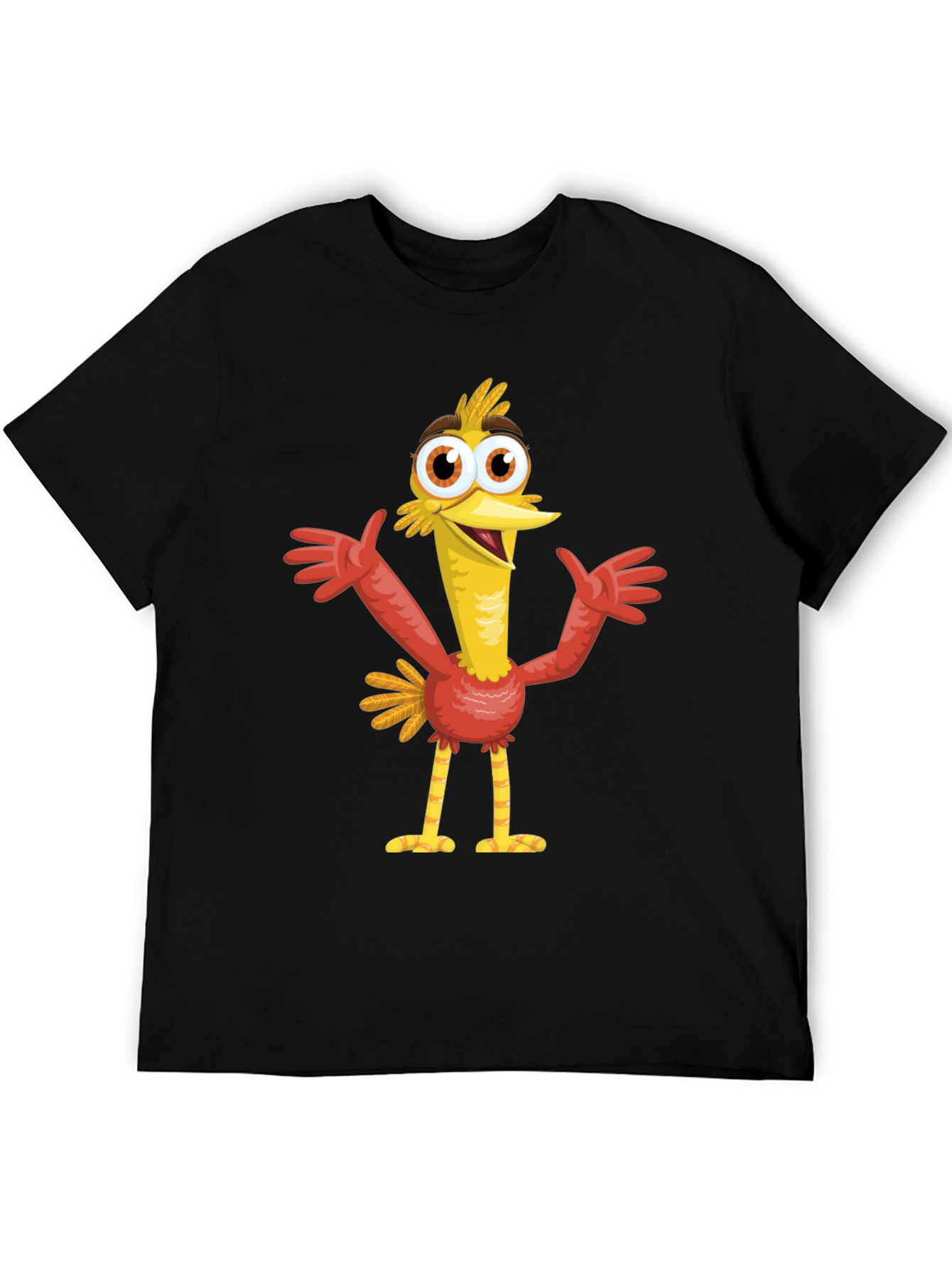 Cartoon Bird Graphic Black T-Shirt