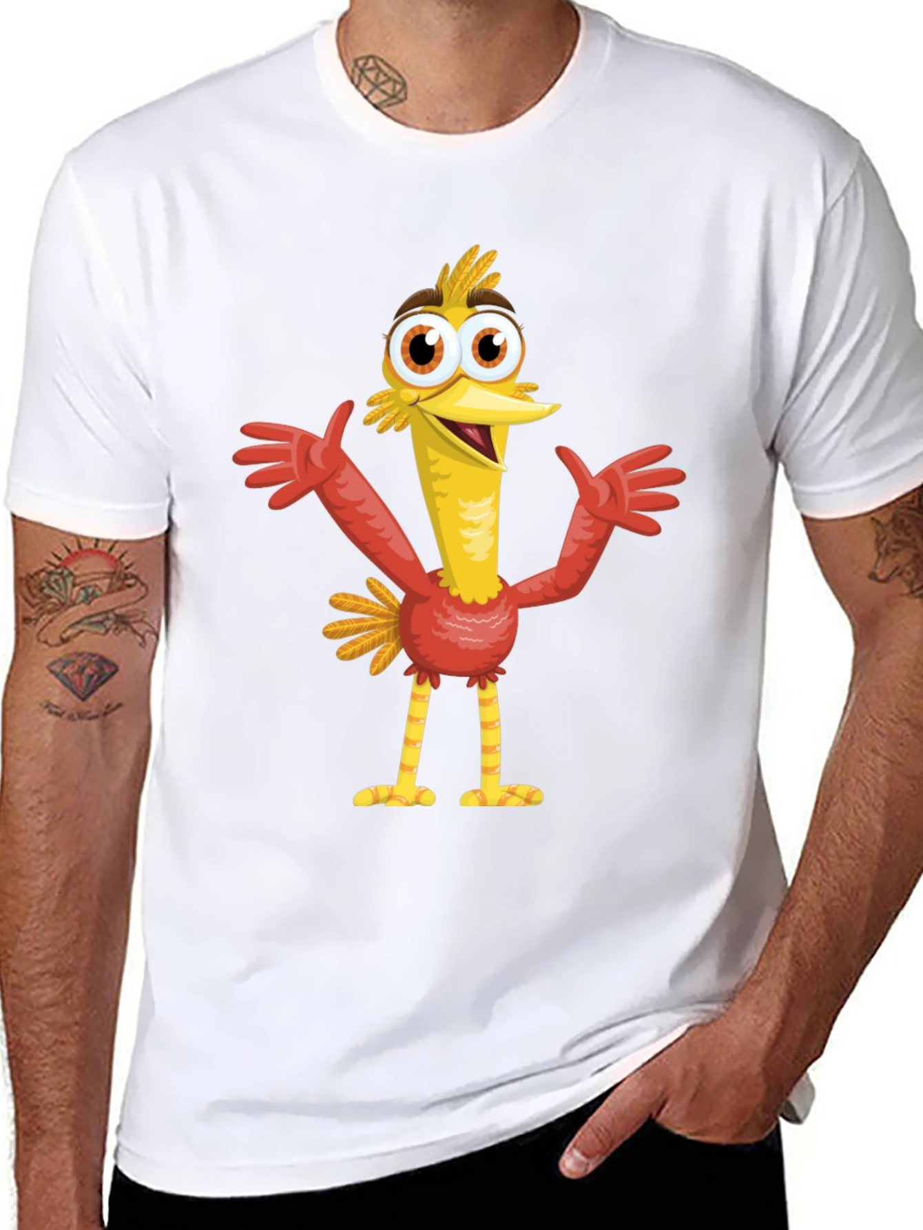 Cartoon Bird Graphic Black T-Shirt