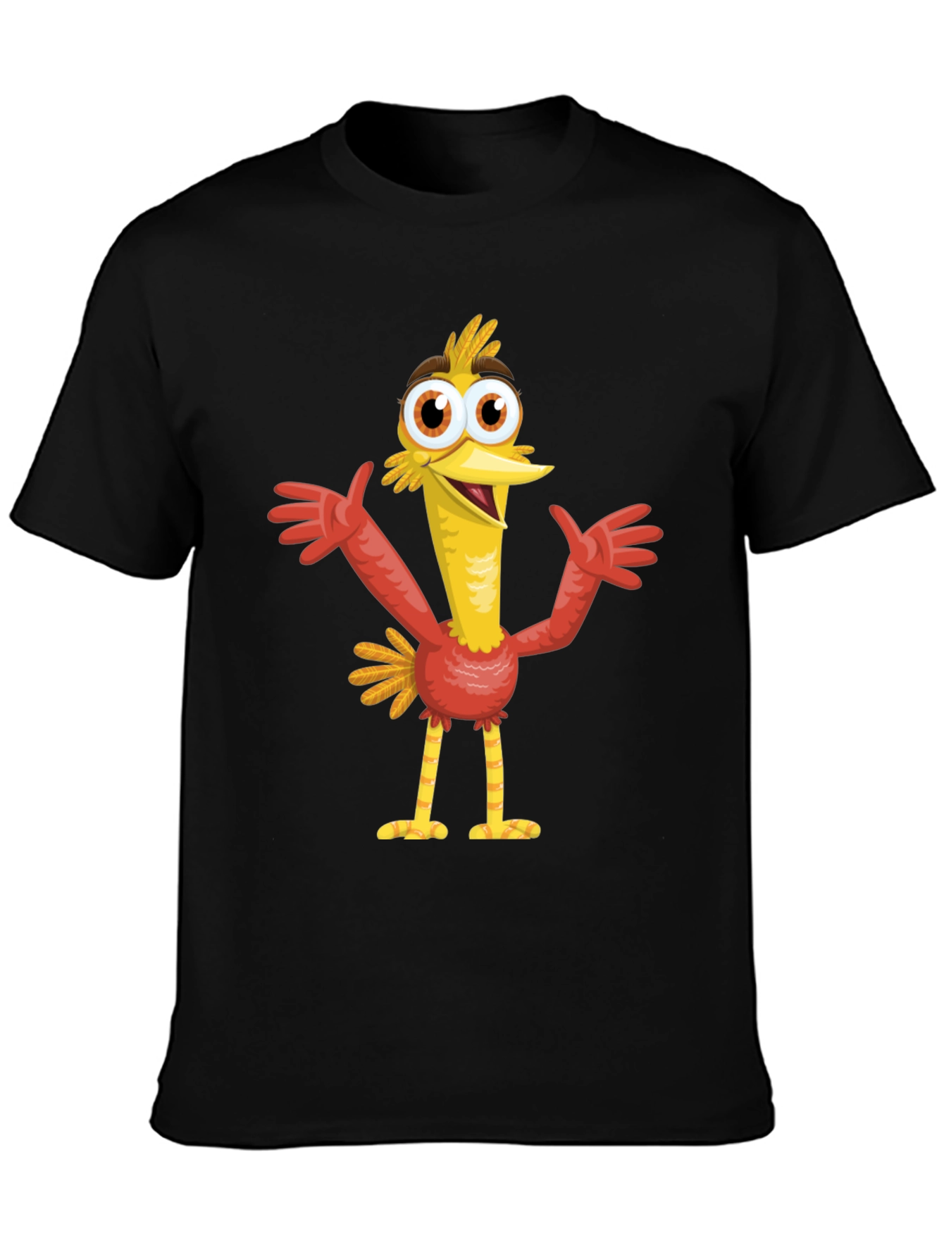 Cartoon Bird Graphic Black T-Shirt
