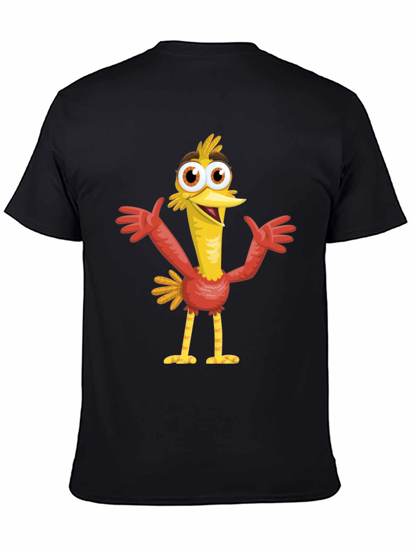 Cartoon Bird Graphic Black T-Shirt