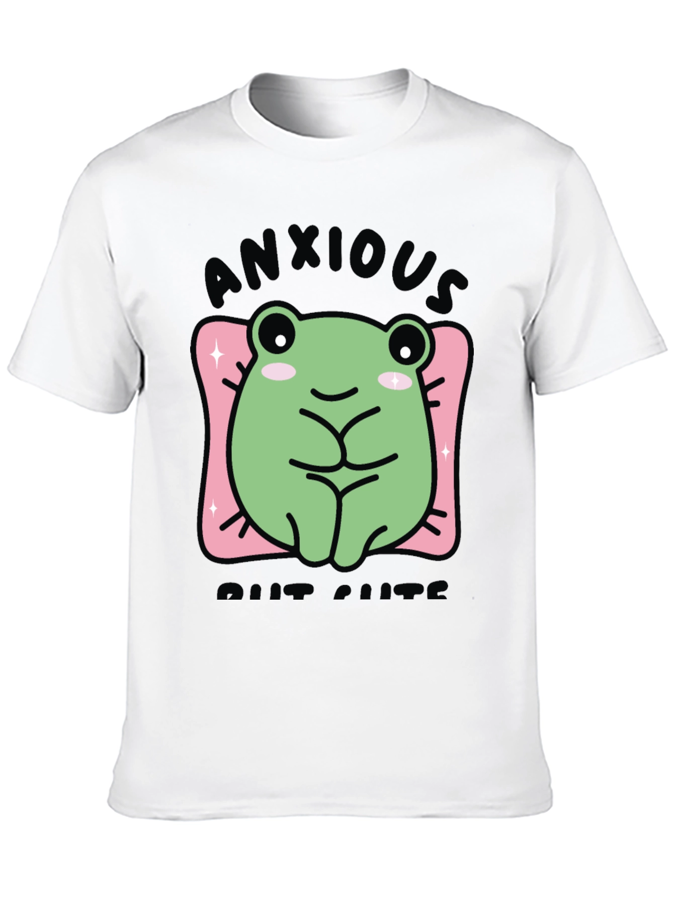 Anxious But Cute Frog Graphic Tee - Black