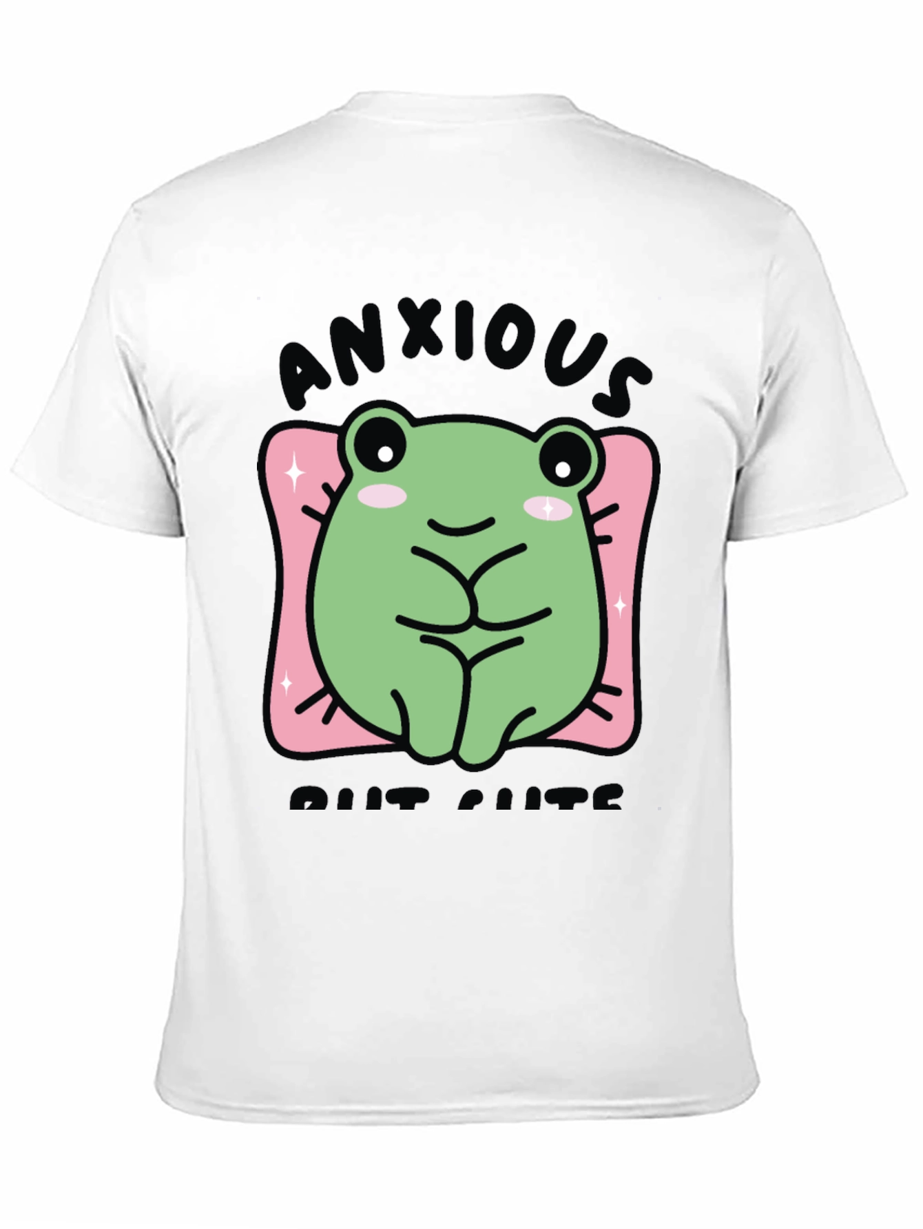 Anxious But Cute Frog Graphic Tee - Black