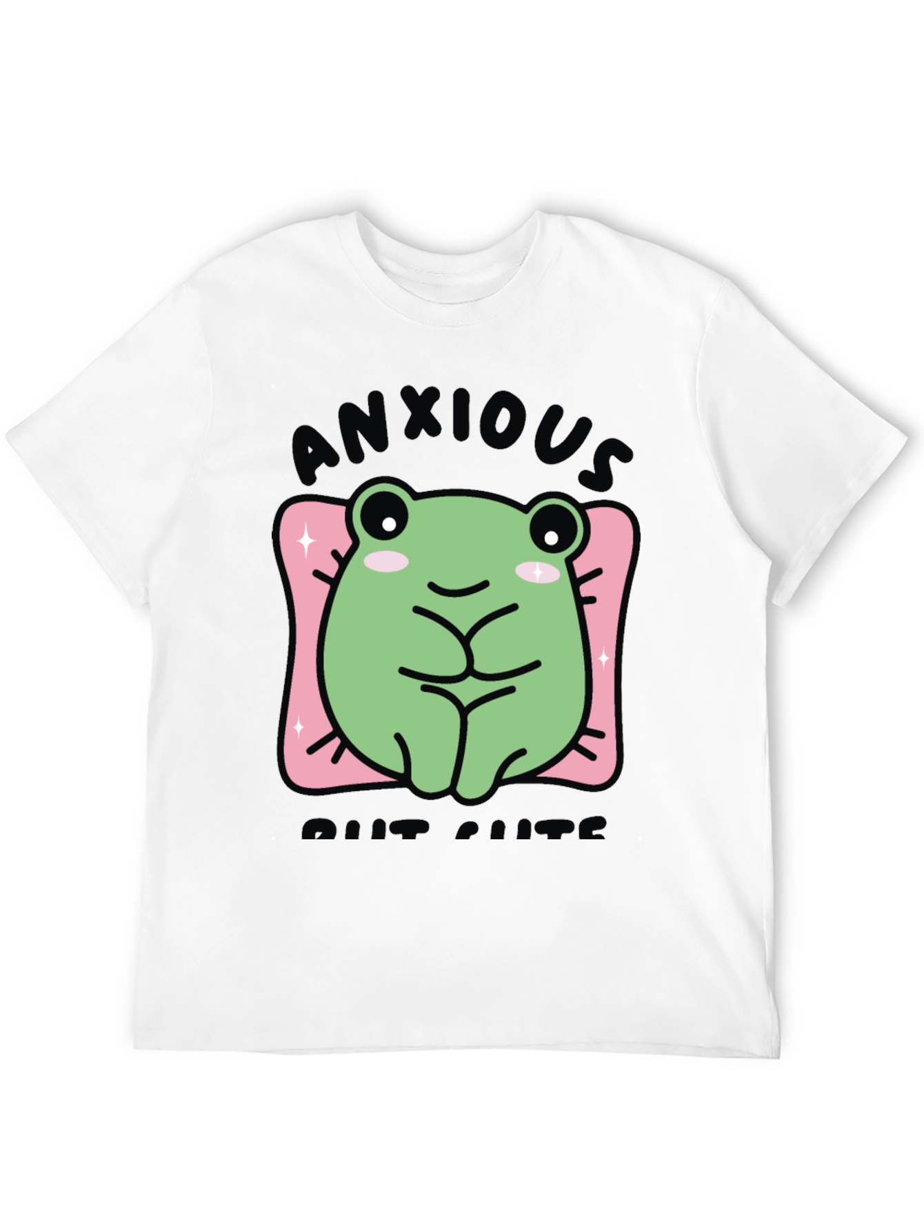 Anxious But Cute Frog Graphic Tee - Black